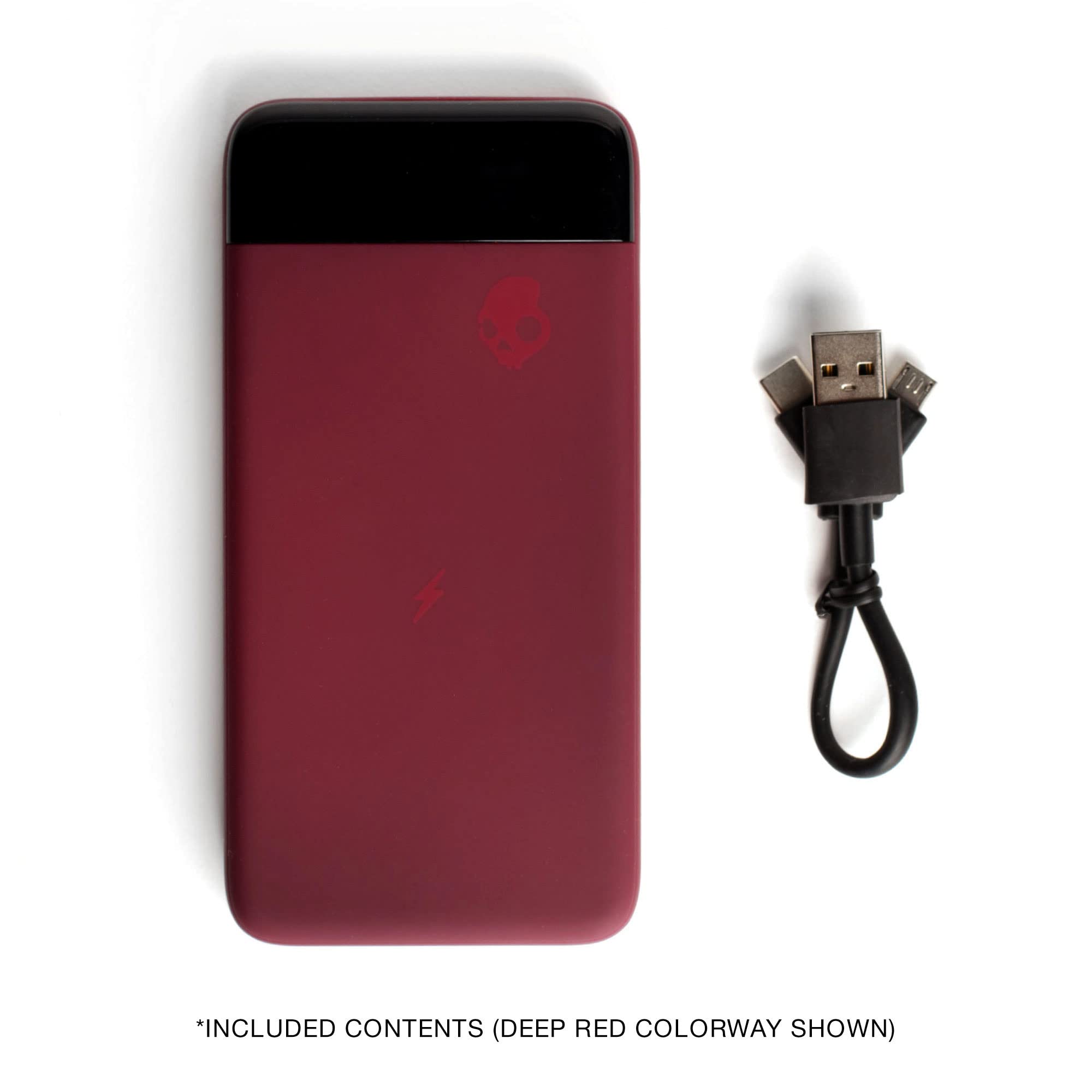 Skullcandy Stash Fuel 10000mAh Wireless Power Bank - 10W Fast Wireless Charging, USB-C & Dual USB-A Ports, Includes Micro USB/Type-C Cable (Grey/Blue) - Perfect for Travel, Camping & On-the-Go Charging