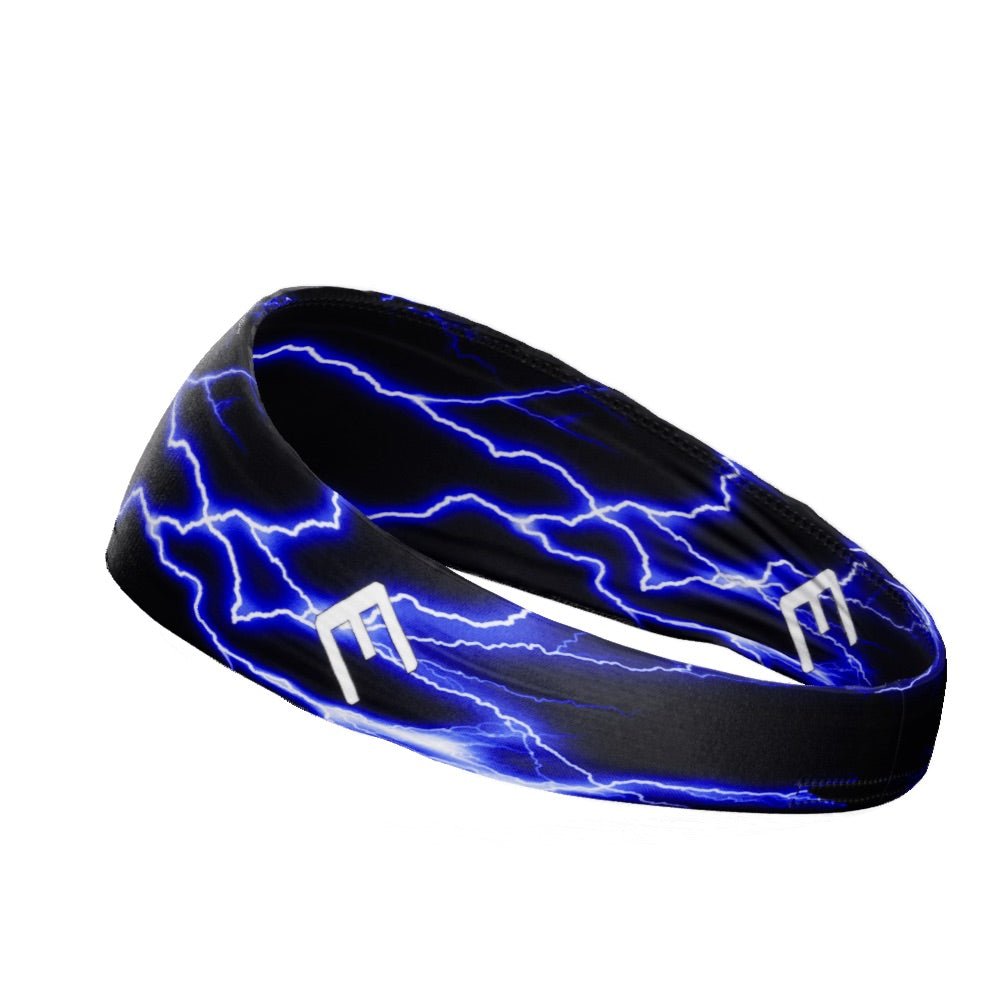 Blue Lightning Headband - Adjustable Sports Headband for Women & Men - Sweat Absorbent Workout Headband for Running, Yoga, Tennis & Fitness