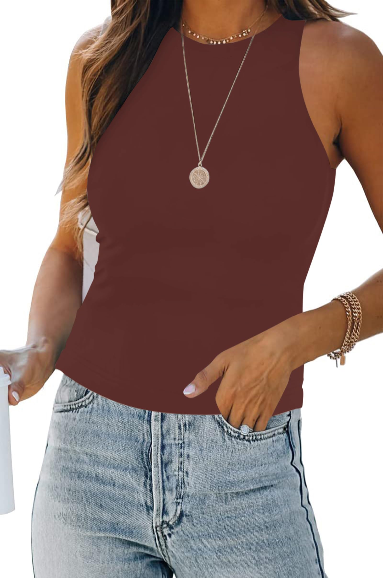 Sexy Women's Halter Tops - Summer Sleeveless High Neck Fitted Shirts & Racerback Tank Tops for Women | Perfect for Beach, Gym, and Casual Outfits