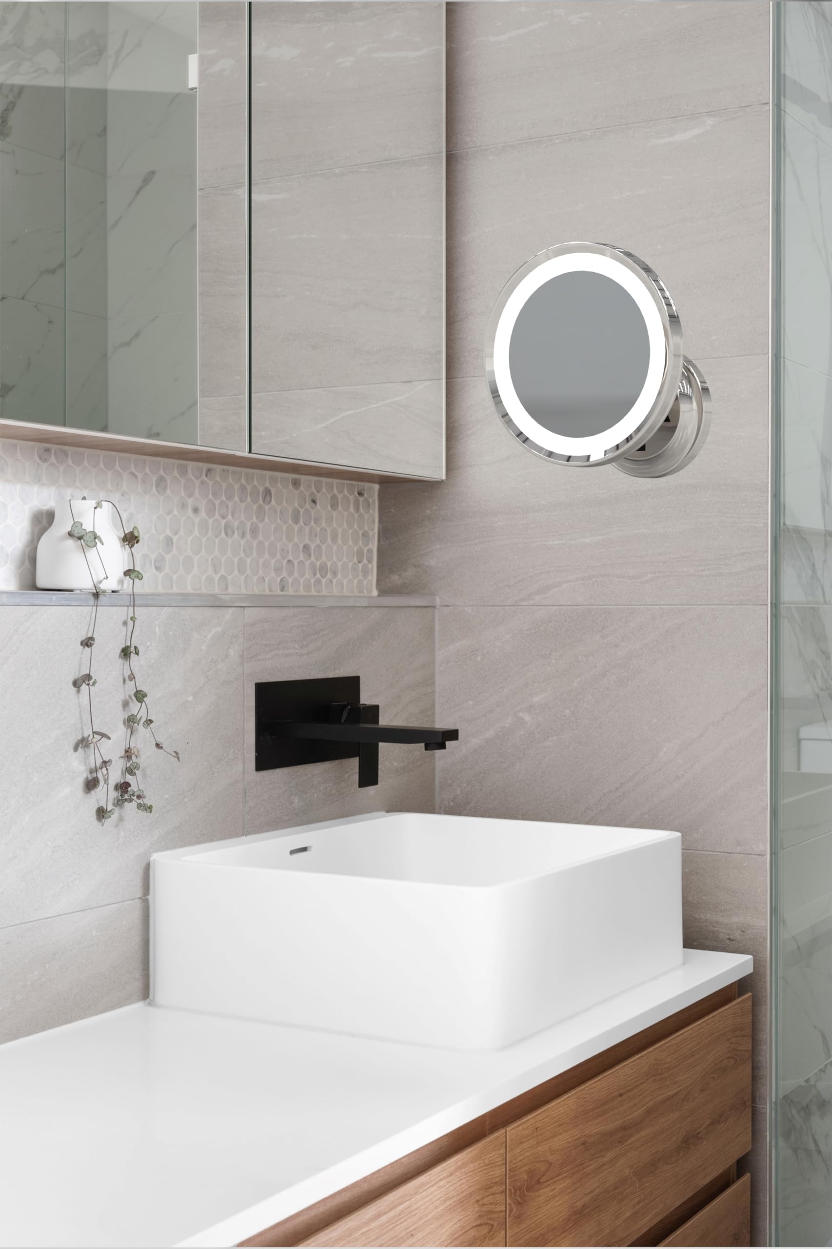 Hardwired Dual Light LED 5X Magnifying Makeup Mirror with Polished Nickel Finish - Perfect for Vanity, Bathroom & Professional Makeup Application