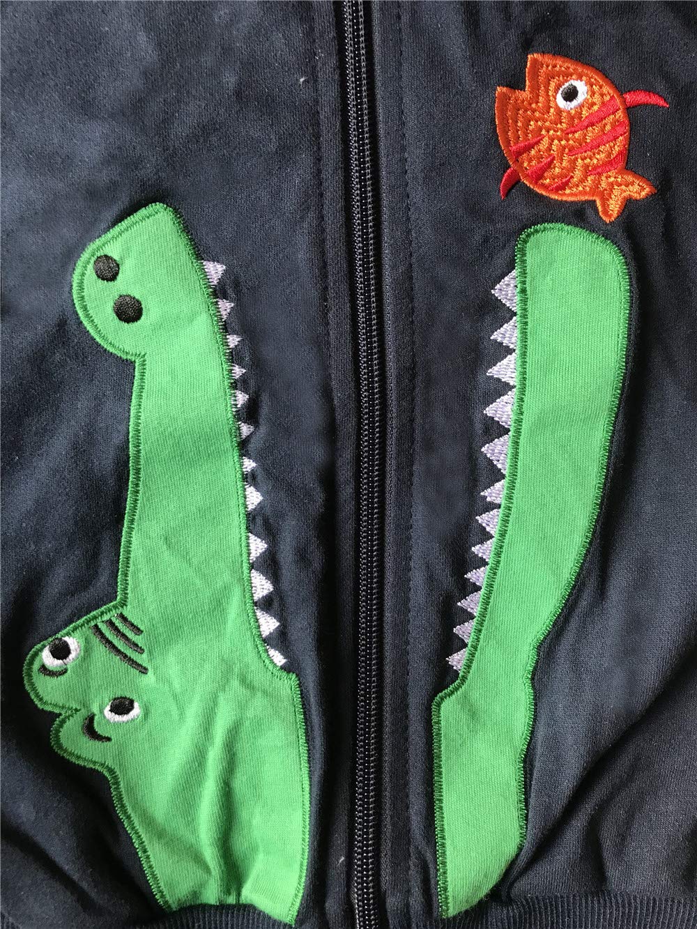 LitBud Boys Dinosaur Hooded Jacket - Cute Cartoon Dinosaur Zipper Coat for Toddlers 1-7 Years | Warm Spring & Fall Outerwear for Playdates, Preschool & Outdoor Adventures