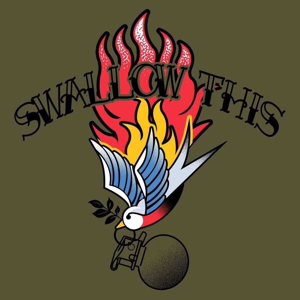 Swallow This T-Shirt - Military Green Cotton Tee for Men & Women | Casual Streetwear & Graphic Print Fashion