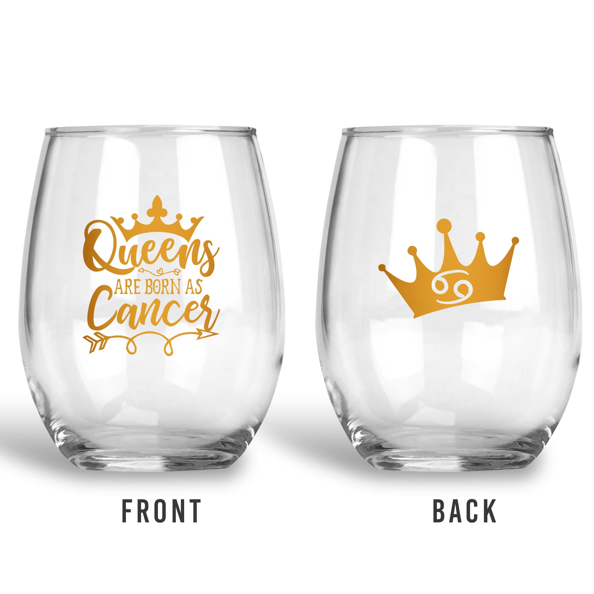 BAD BANANAS Cancer Zodiac Stemless Wine Glass - 21oz Birthday Gifts for Women, Moms, Best Friends & Sisters - Queens Are Born As Cancer - Perfect for Birthday Parties, Girls Night & Wine Tasting