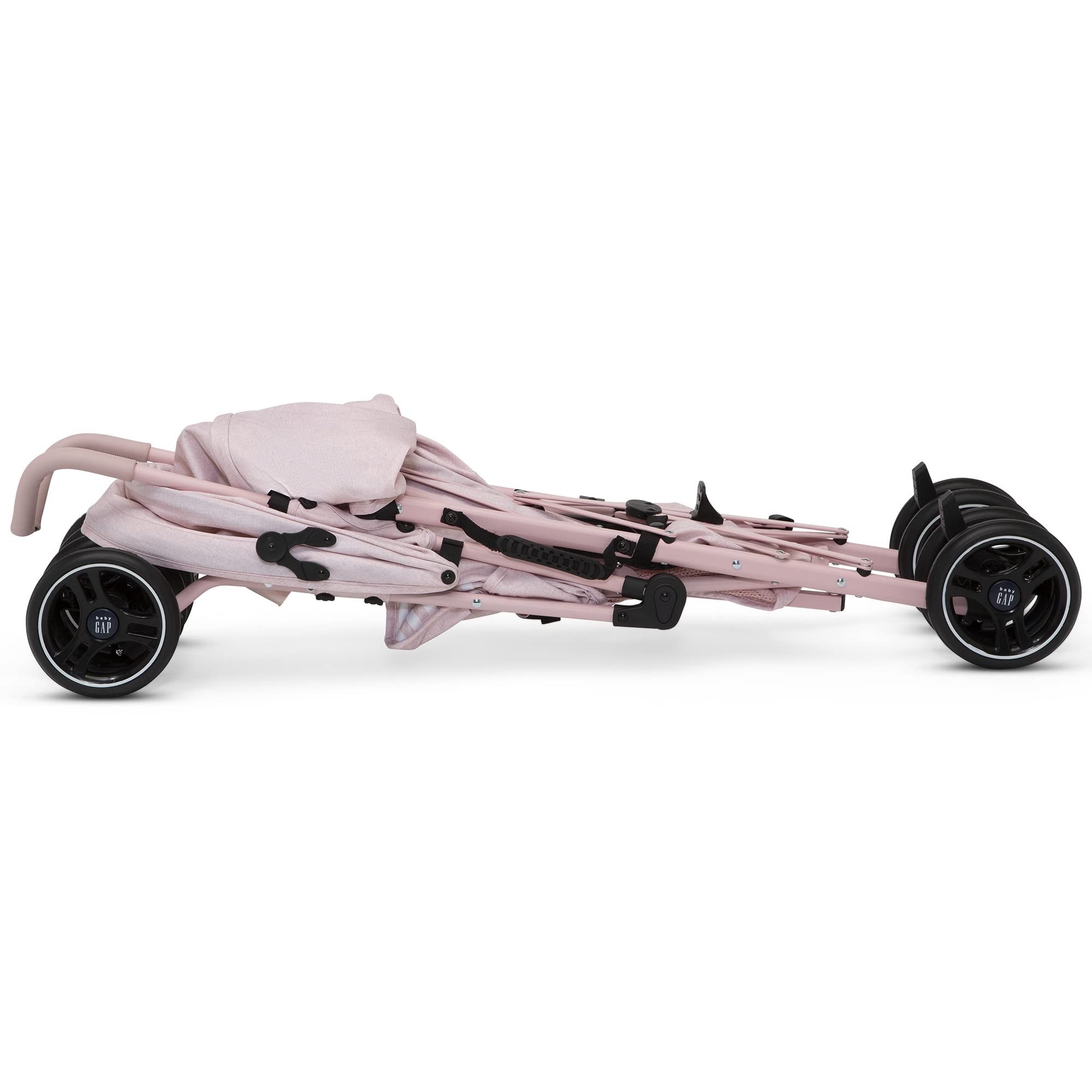 BabyGap Classic Lightweight Stroller with Recline - Compact Foldable Travel Stroller with Removable Parent Organizer - Eco-Friendly Sustainable Baby Stroller in Pink Stripes - Perfect for Newborns, Toddlers & Air Travel