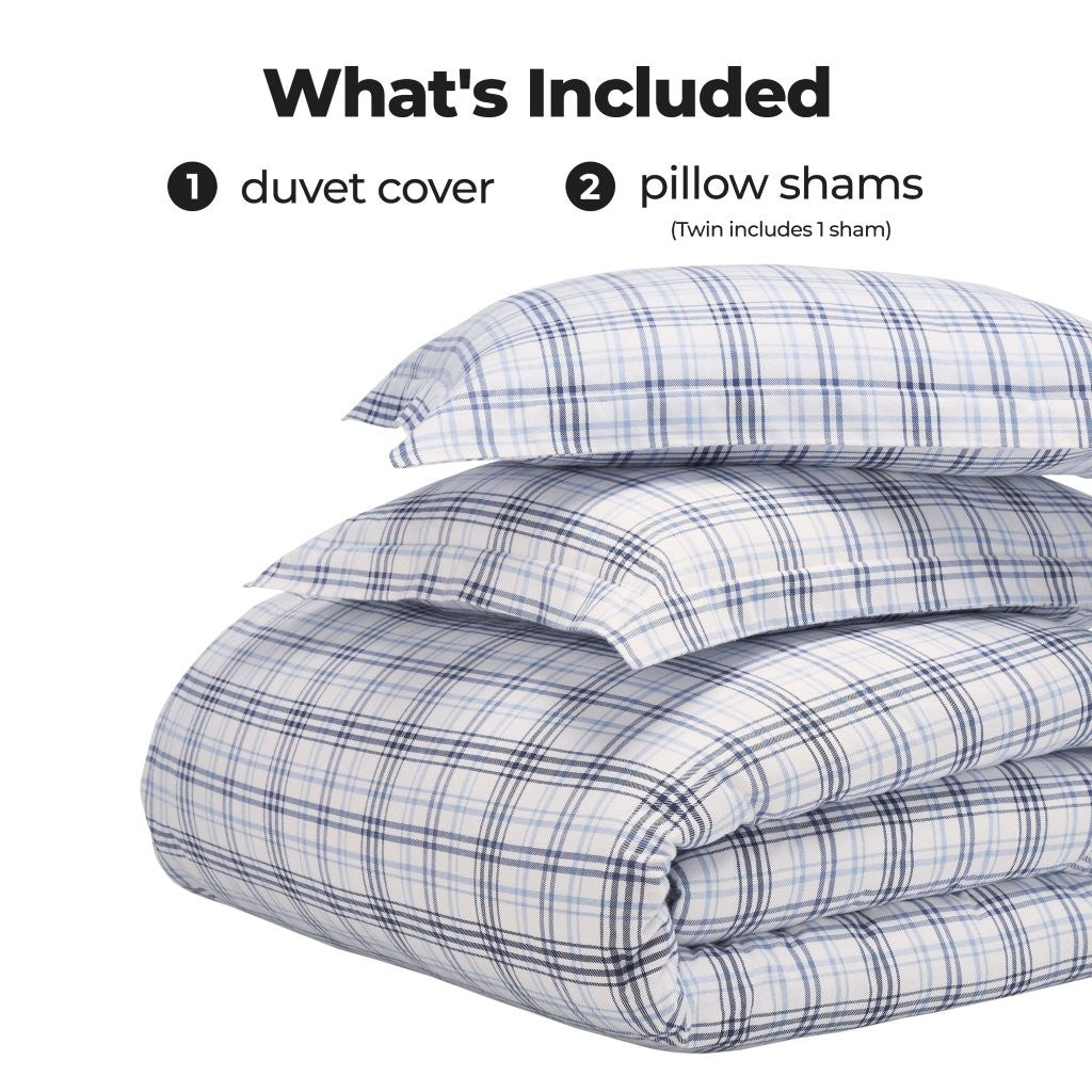 Soft Plaid Flannel Cotton Duvet Cover Set - Classic Farmhouse Style for Cozy Bedroom Decor | Perfect for Winter, Guest Rooms & Rustic Home Styling