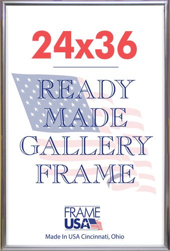 Frame USA 24x36 Deluxe Polystyrene Plastic Poster Frames (Silver) - American Made Wall Art Display for Home, Office & Classroom Decor