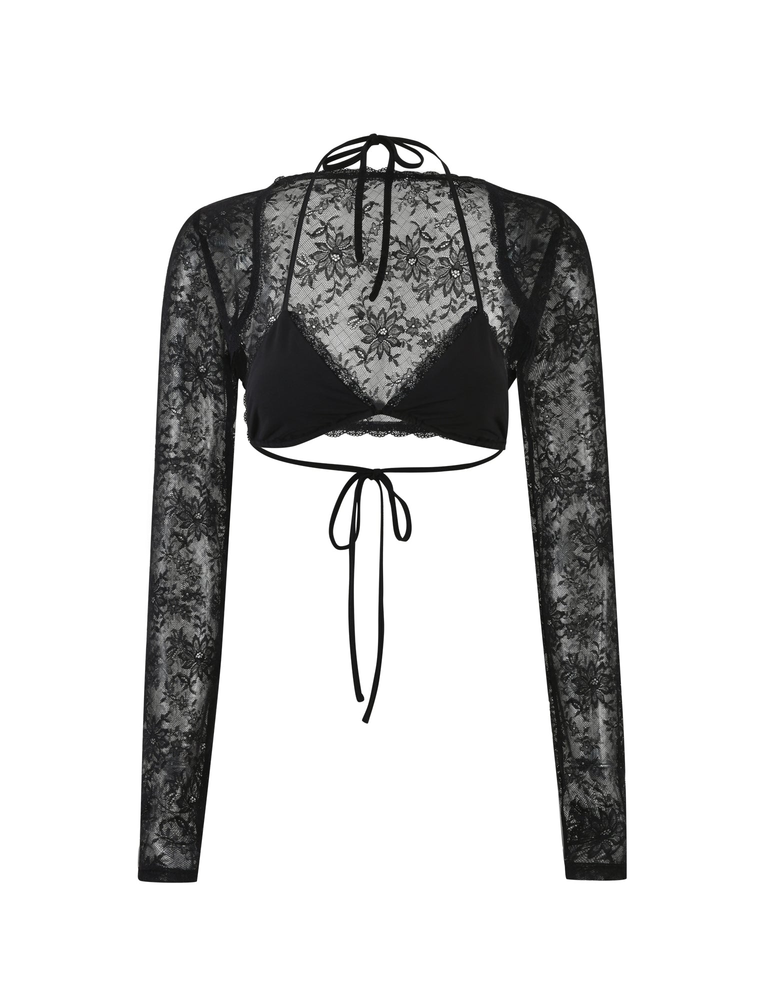 Kraven Two Piece Top Black Lace - Stylish Women's Lace Crop Top & Bralette Set for Night Out, Party, or Date Night