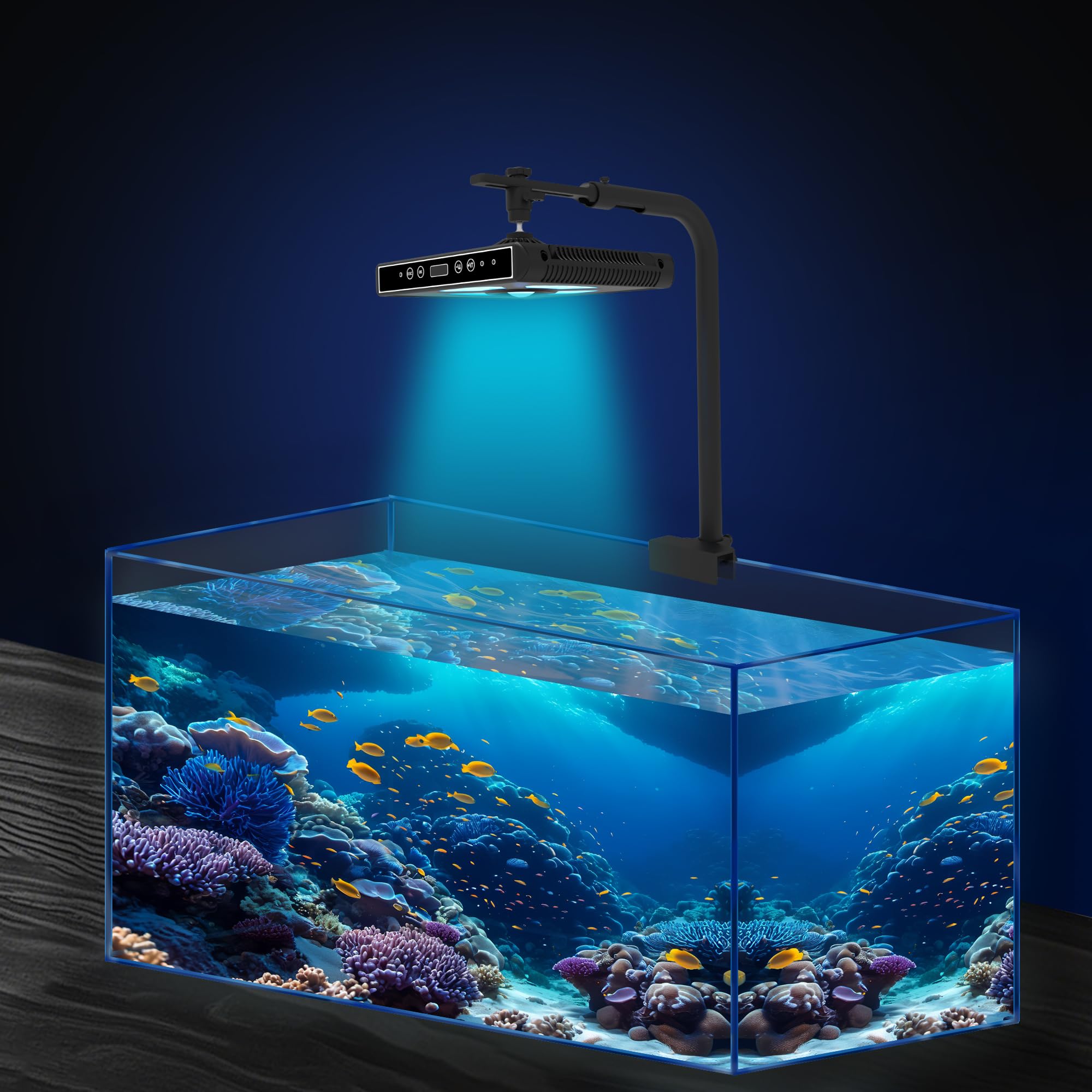 100W 5-Channel Aquarium LED Light with Sunrise Sunset & Moonlight Modes for Coral SPS LPS Saltwater Reef Tank (Black) - Perfect for Marine Fish Tanks, Coral Growth, and Enhancing Aquatic Life
