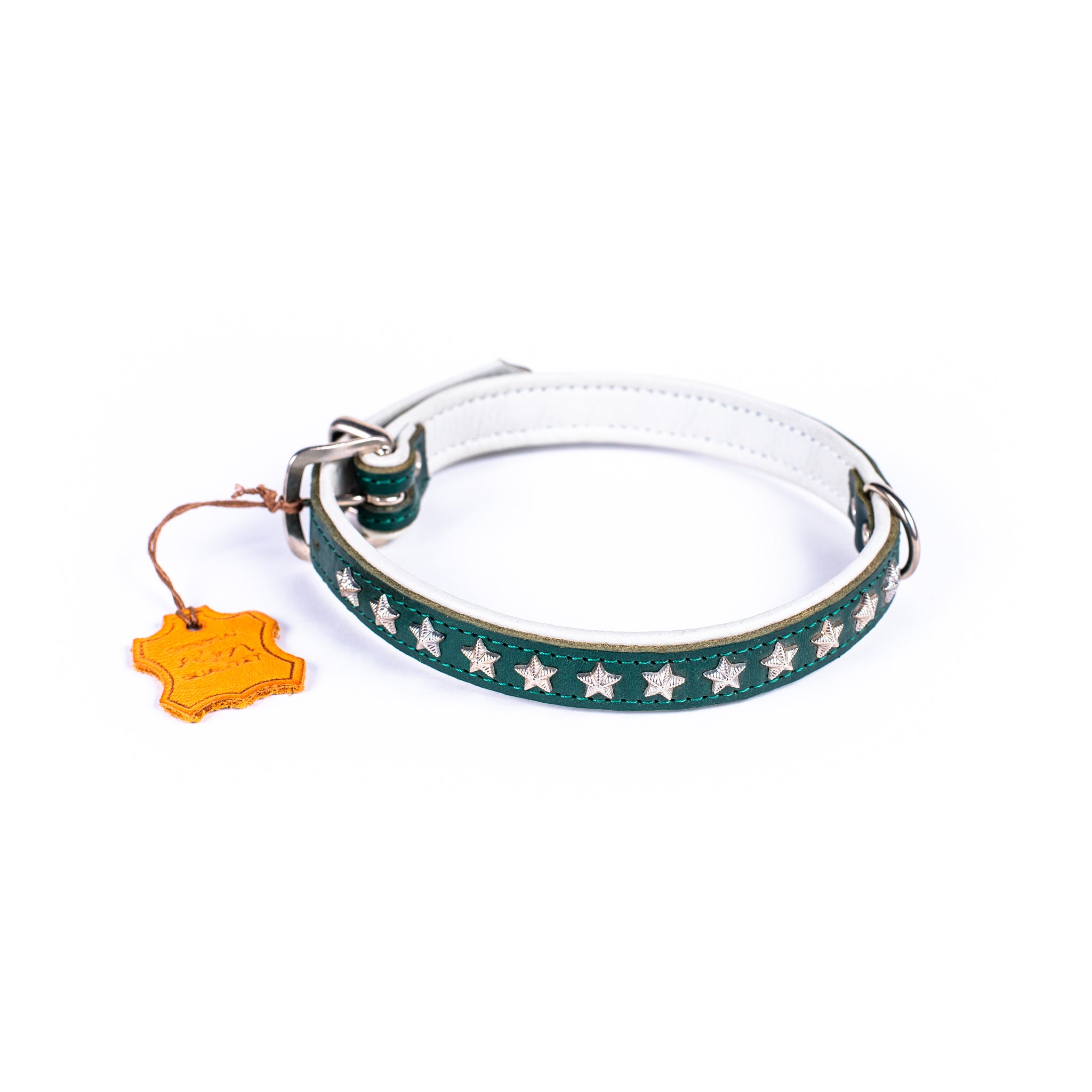 Premium German Star Studded Leather Dog Collar - Double Lined, Small Size for Small Breeds - Perfect for Daily Walks, Training & Fashion Accessories