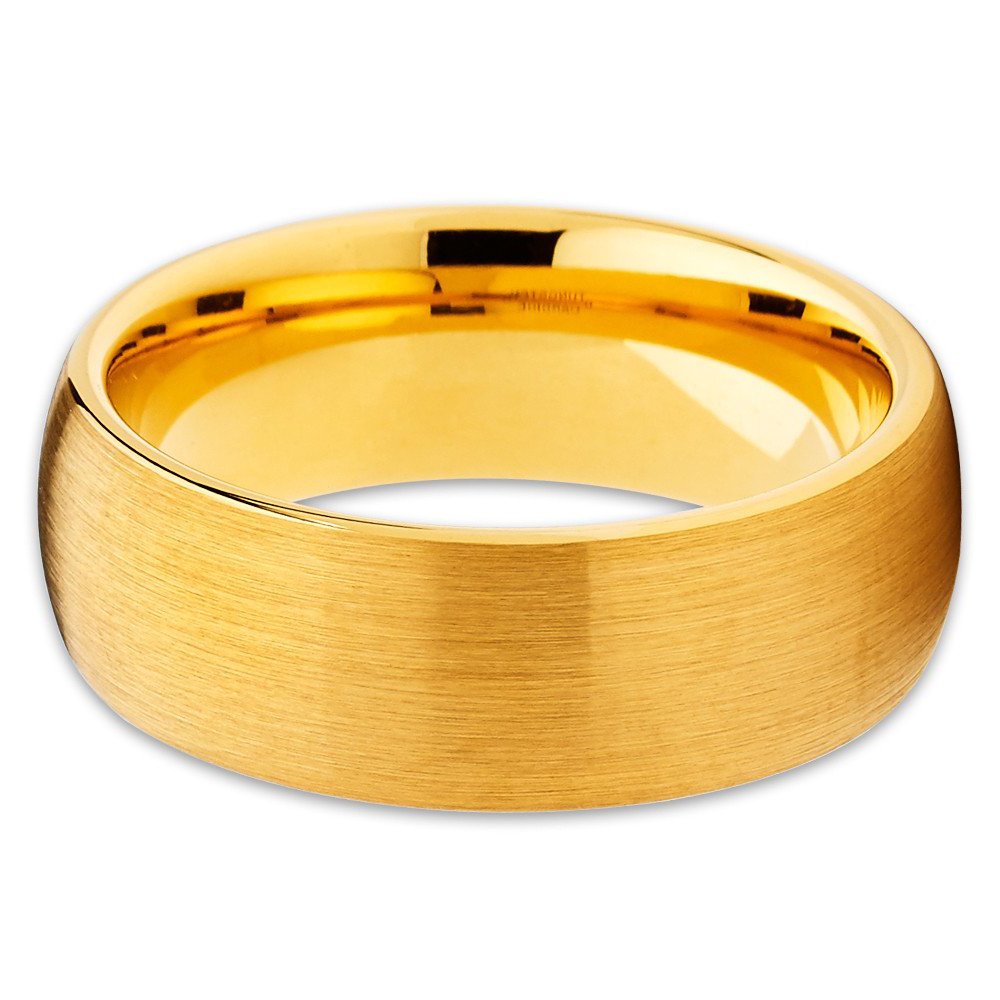 18k Yellow Gold Plated Tungsten Wedding Band for Men & Women - Durable Tungsten Carbide Comfort Fit Ring - Perfect for Anniversaries, Engagements & Everyday Wear