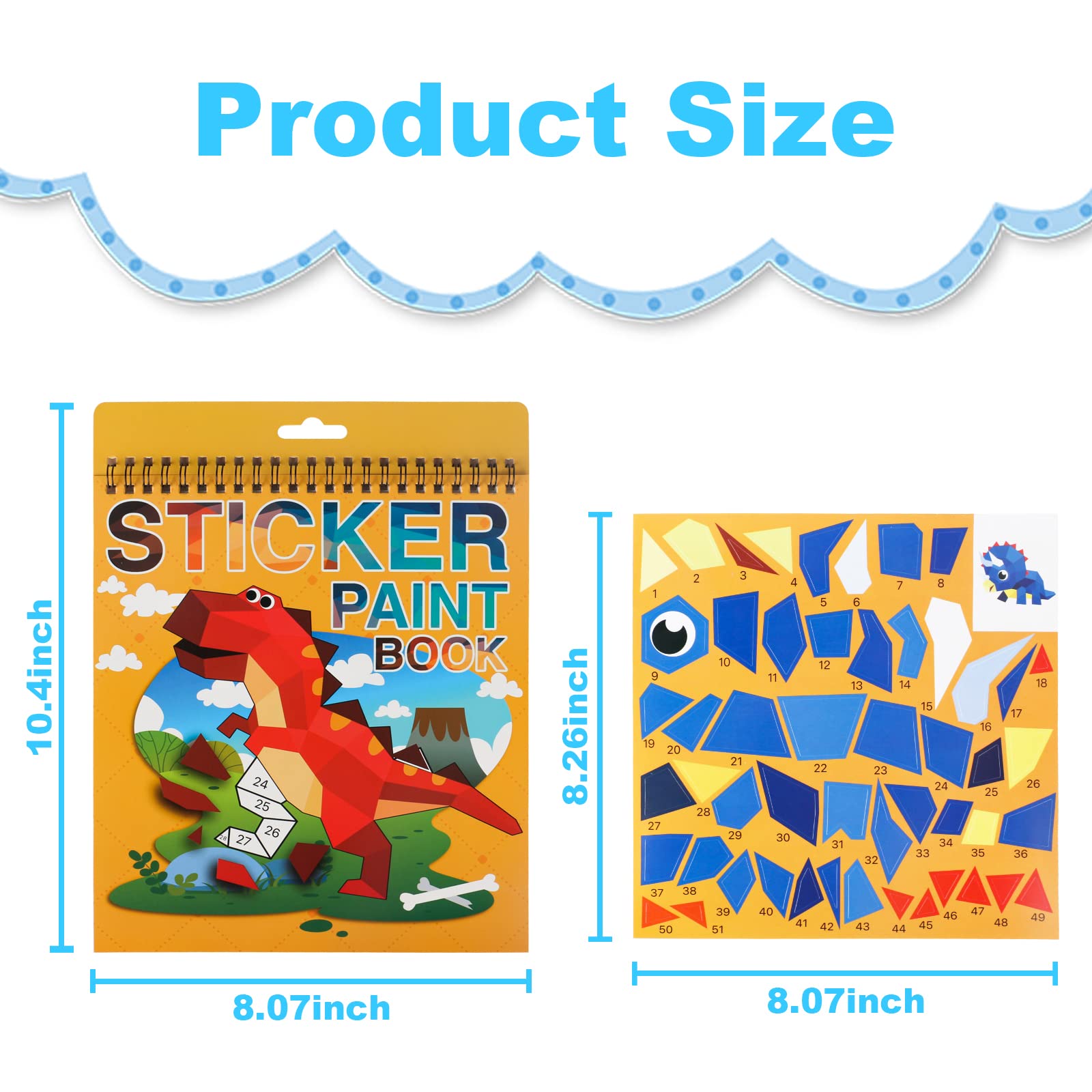 Dinosaur Sticker Activity Book for Kids Ages 4-10 - Numbered Paint & Play Stickers for Birthday Parties, Christmas Gifts & Travel Toys | Perfect for Road Trips, Plane Rides & Creative Playtime