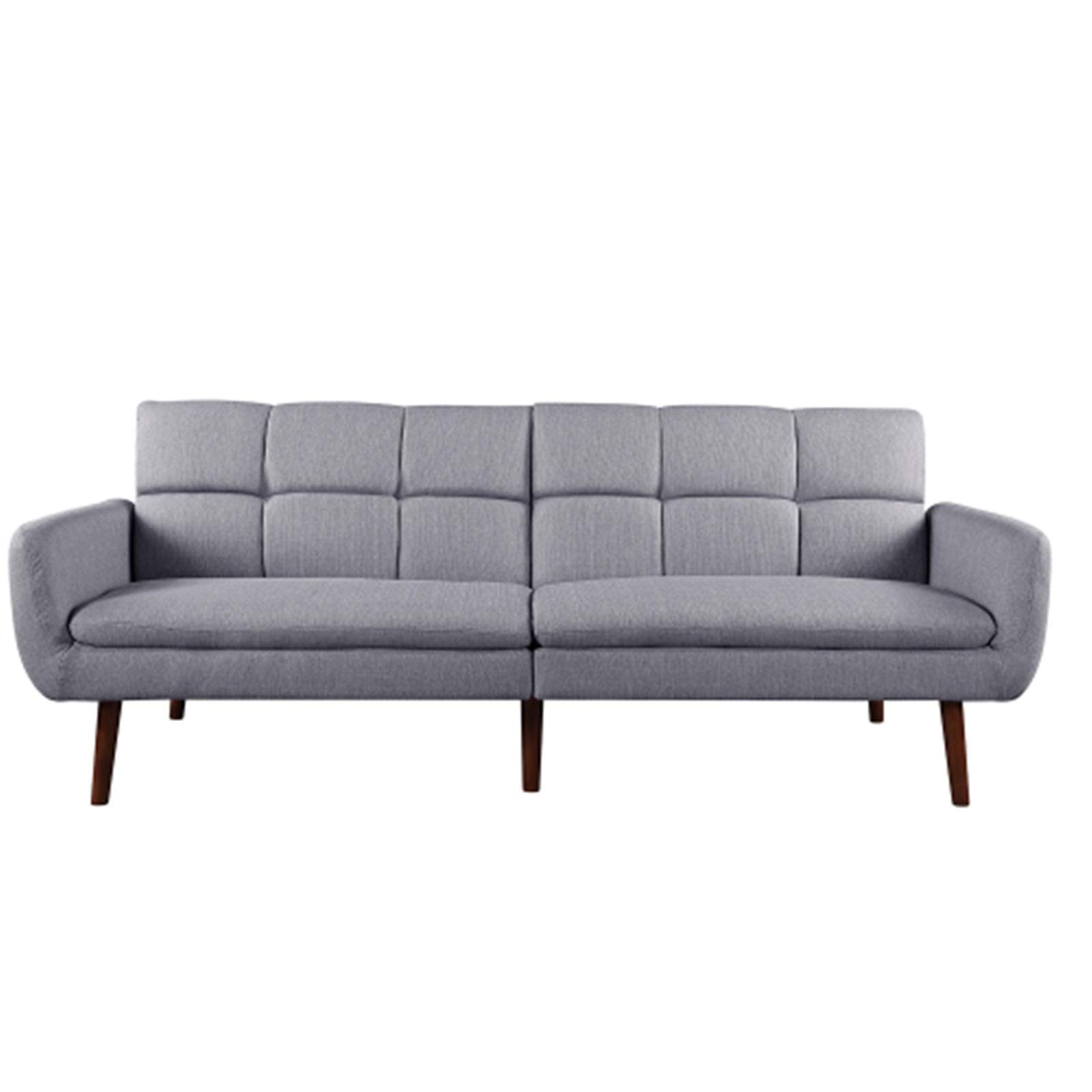 Modern Futon Sofa Bed - Convertible Upholstered Fabric Couch for Living Room, Guest Room & Small Spaces (Gray) | Comfortable Sleeper Sofa for Apartments, Dorms & Home Office