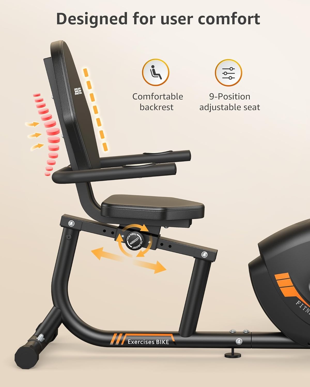 **JEEKEE Recumbent Exercise Bike for Seniors & Adults - 300LB Weight Capacity, 16-Level Magnetic Resistance, Heart Rate Monitor - Home Gym Equipment for Low-Impact Workouts & Physical Therapy**