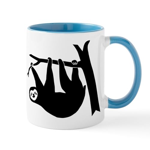 White/Blue Inside - Sloth Lazy Animal Freeclimber Mug