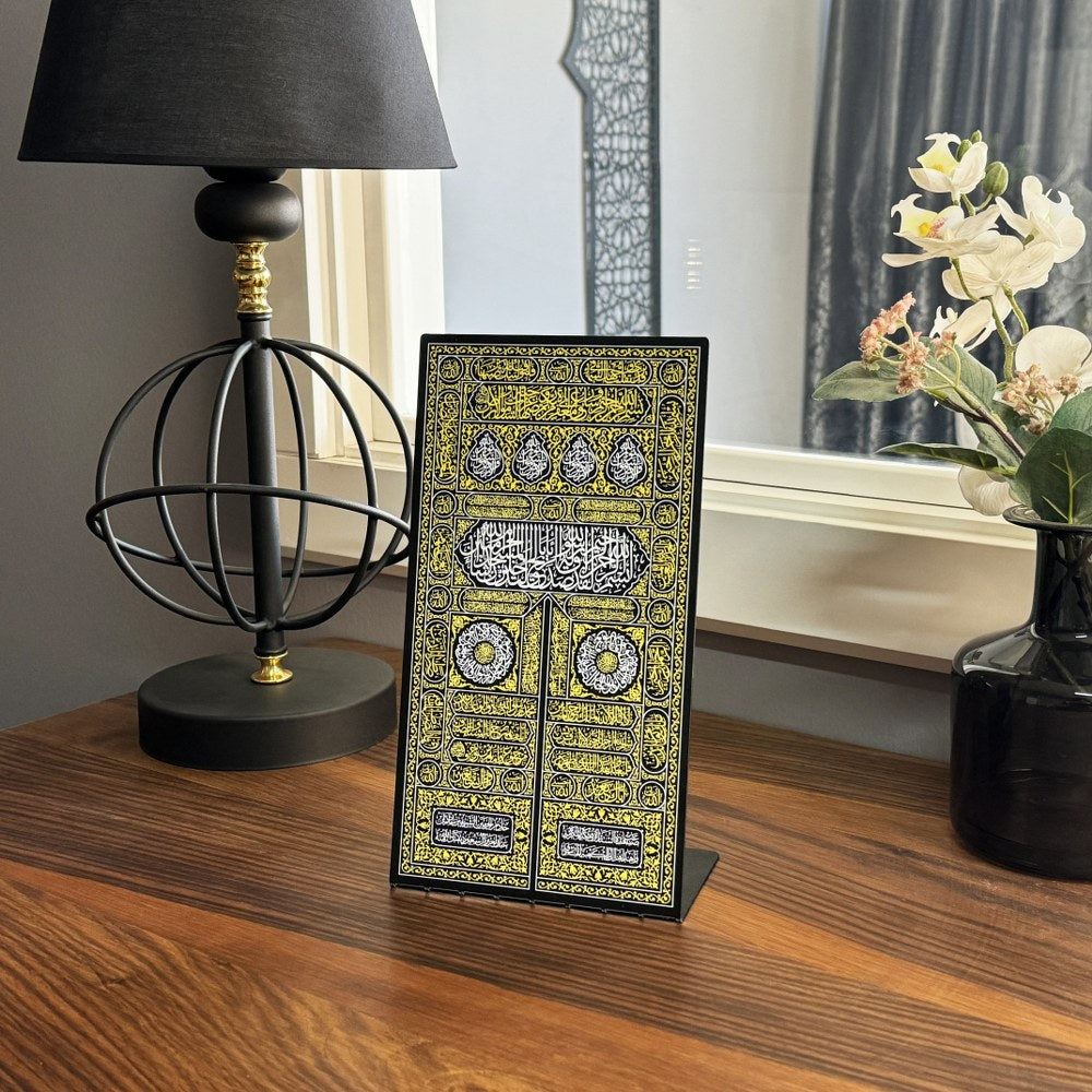 Kiswa of Kaaba Gate UV Printed Metal Islamic Gift - Premium Tabletop Decoration for Home, Office & Ramadan Decor