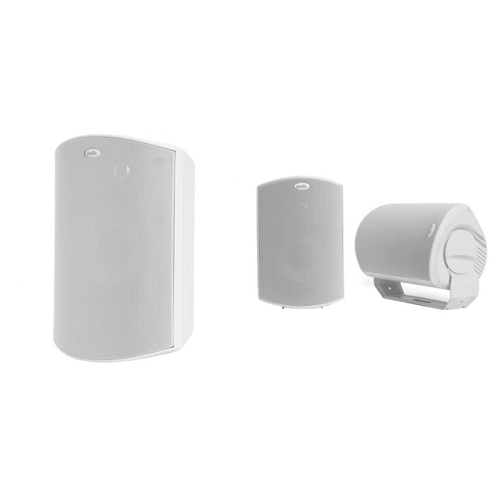 Polk Audio Atrium 8 SDI Flagship & Atrium 6 Outdoor All-Weather Speakers (Pair, White) - Waterproof, Bass Reflex Enclosure, Wide Sound Coverage for Patio, Poolside & Backyard Entertainment