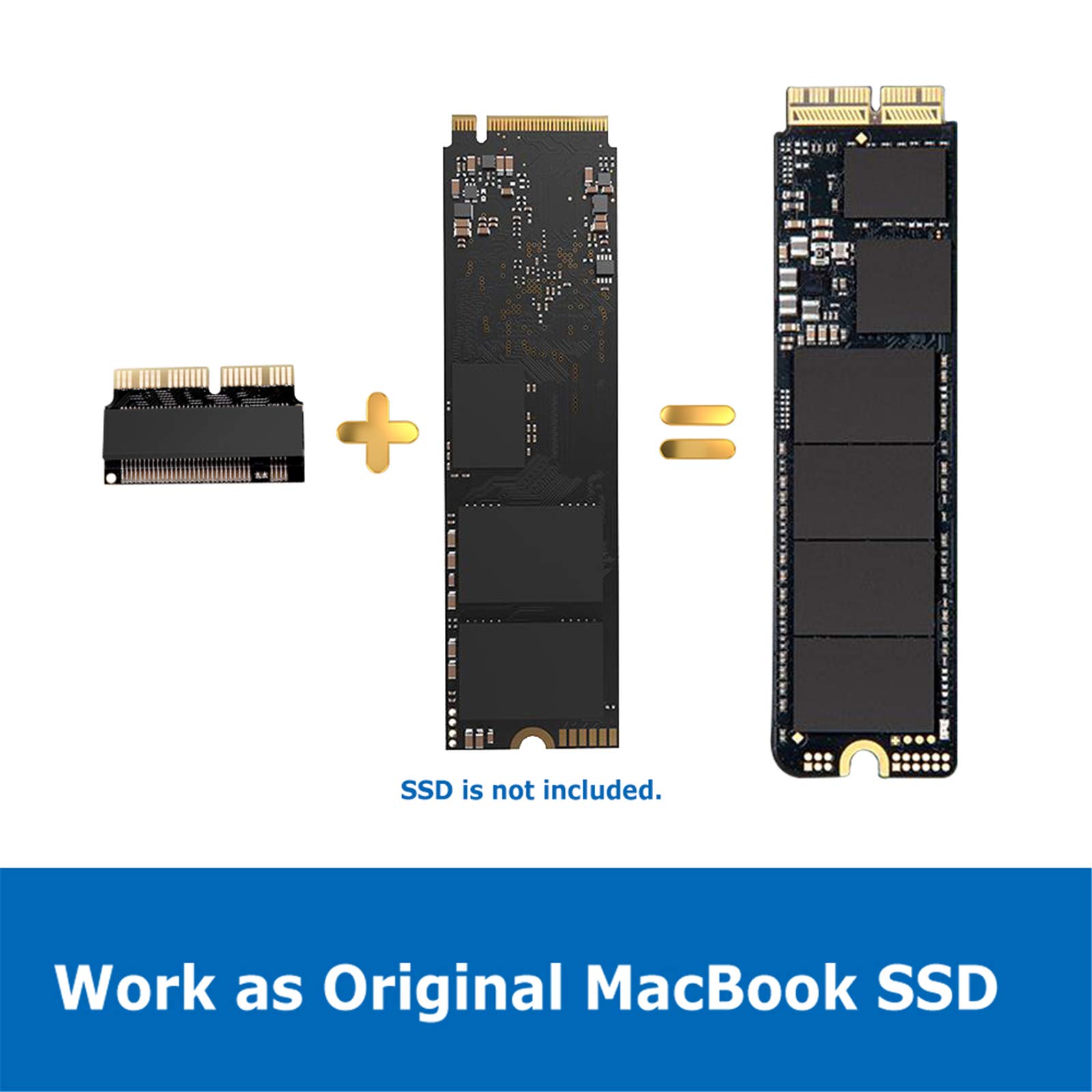 M.2 NVMe to MacBook SSD Adapter Card - Upgrade Kit for MacBook Air 2013-2017 & Mac Pro Retina 2013-2015 (A1465/A1466/A1398/A1502) | NVMe/AHCI SSD Converter for Faster Performance | Perfect for Gaming, Video Editing & Professional Workstations
