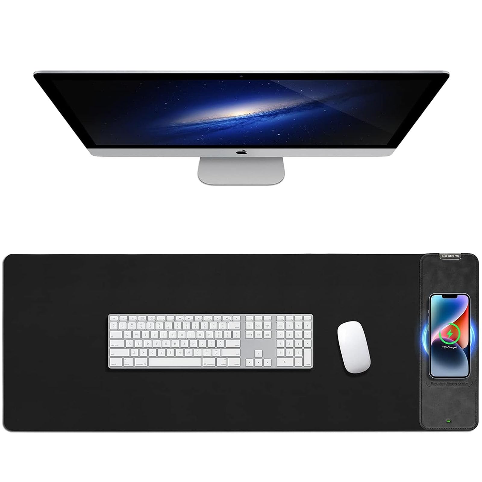 Wireless Charging Mouse Pad - Large Gaming Desk Mat with Non-Slip Base for Office & PC Gaming