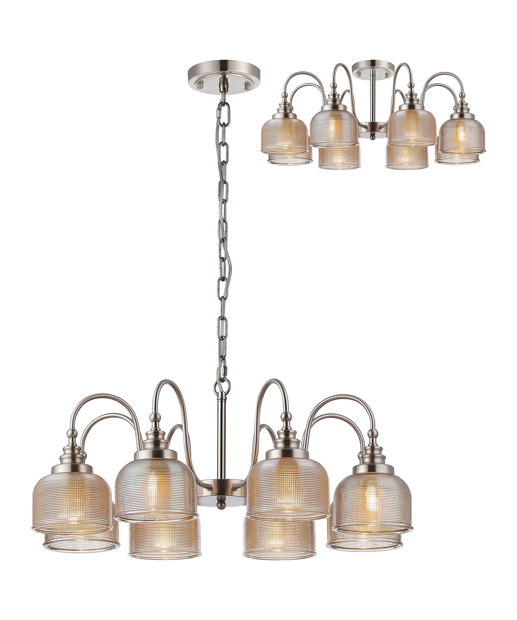 Cleron 3/5/8Lt Semi Flush Mount Pendant Light Fixture - Modern Ceiling Lighting in Multiple Colors for Living Room, Bedroom & Dining Room