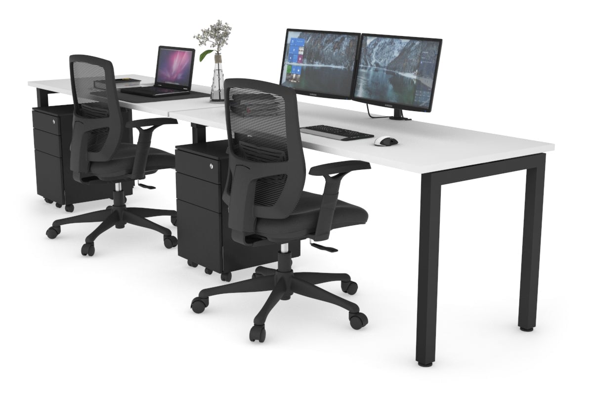 2-Person Quadro Square Legs Office Workstation Desk - 1800L x 700W Dimensions - Perfect for Collaborative Workspaces & Home Offices