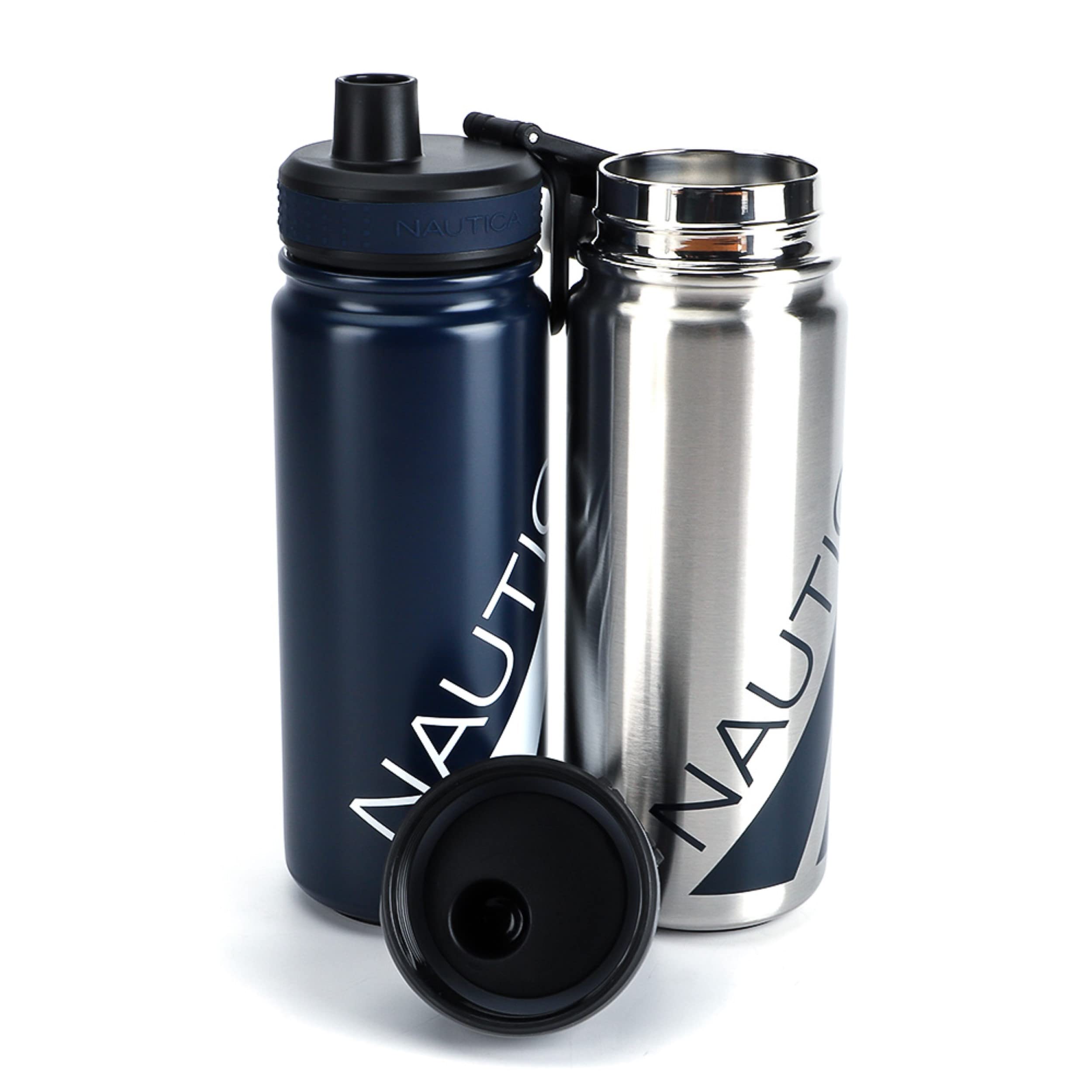 Nautica Insulated Stainless Steel Water Bottle - 32oz Double Wall Vacuum Flask with Dual Mouth Chug Cap & Wide Opening - BPA Free Reusable Metal Bottle for Gym, Hiking, Camping & Outdoor Activities