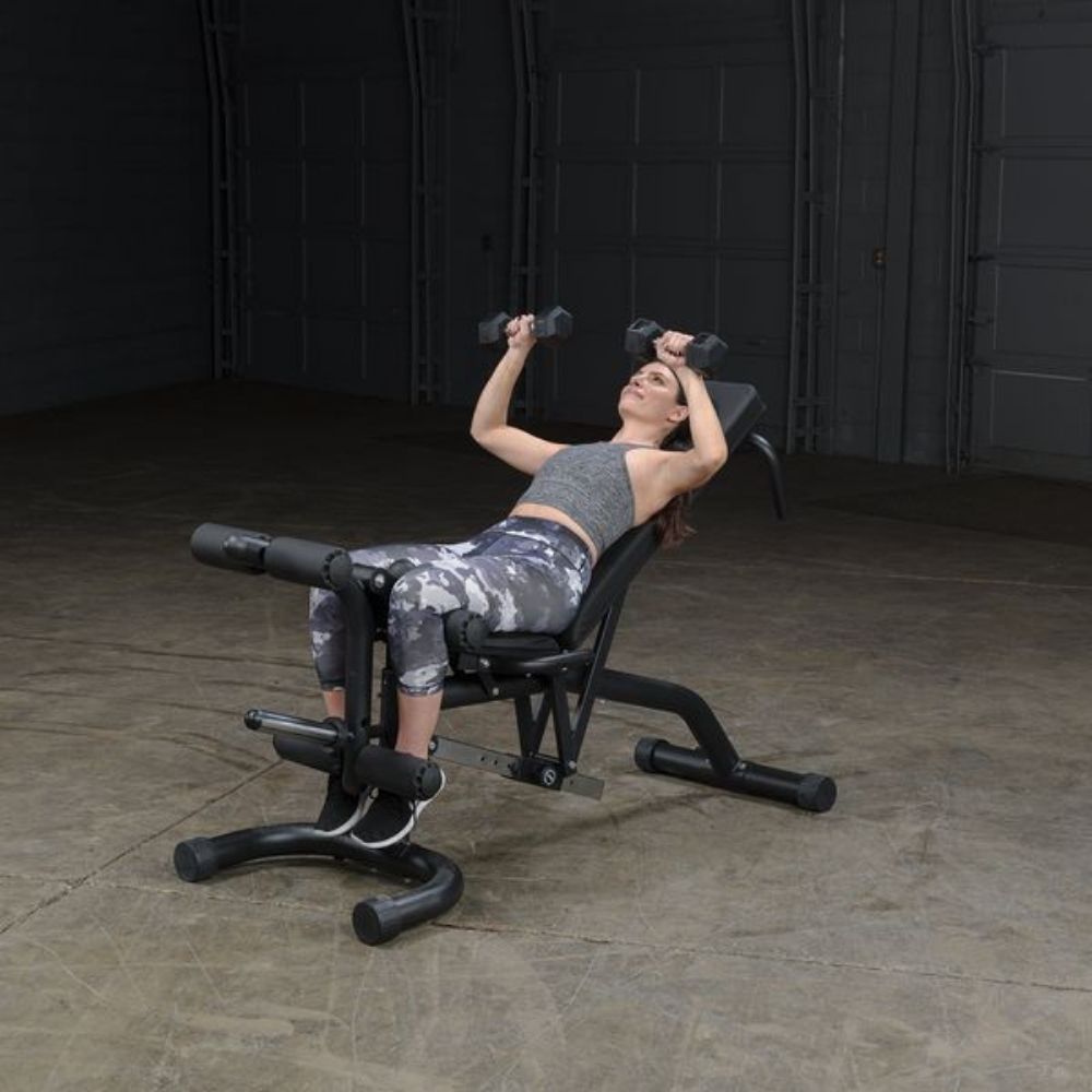 Body Solid FID46 Olympic Leverage Exercise Bench with Leg Developer - Heavy Duty Home Gym Equipment for Strength Training & Weightlifting