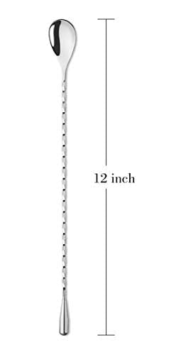 6-Piece 12-Inch Stainless Steel Bar Mixing Spoons - Cocktail Stirring Spoons with Spiral Design - Perfect for Bartending, Mixing Drinks & Home Bar Accessories