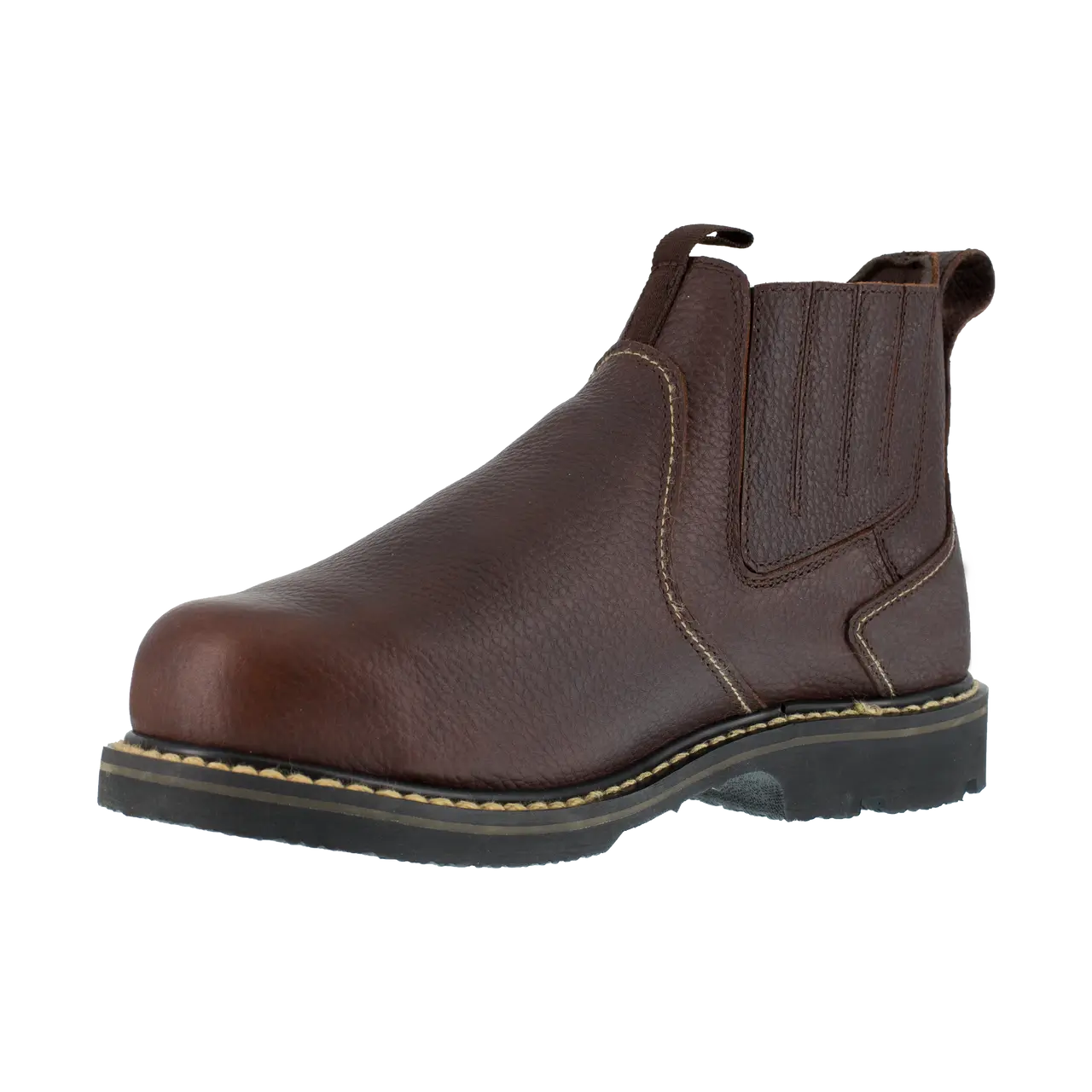Groundbreaker Steel Toe Slip-On 6 Inch Work Boots with Metatarsal Guard - Brown Safety Shoes for Construction, Warehouse & Industrial Work