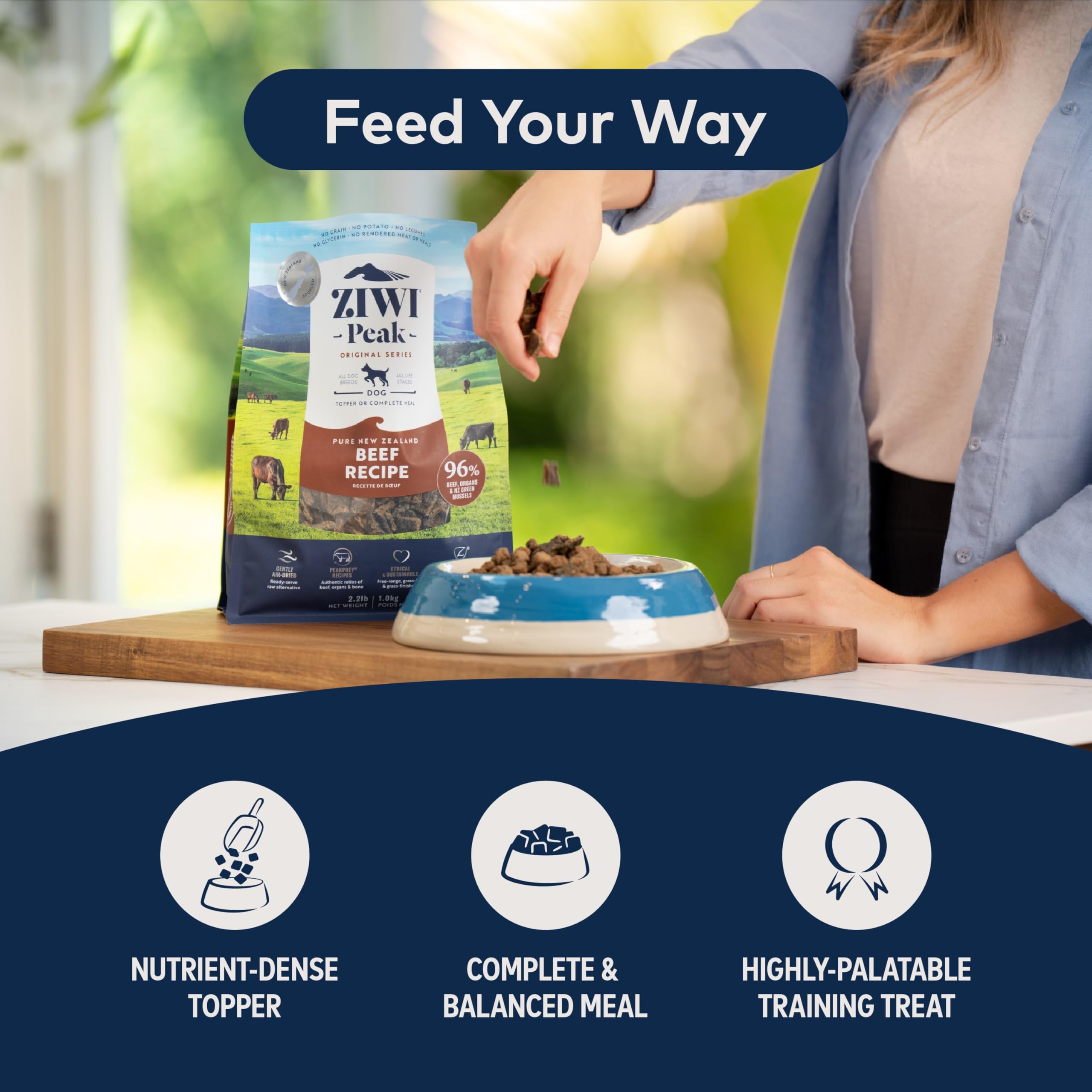 ZIWI Peak Air-Dried Dog Food - Chicken Recipe | All Natural, High Protein, Grain Free, Limited Ingredient with Superfoods | 140.8oz (4lb) | Perfect for Adult Dogs, Puppies & Sensitive Stomachs | Great for Training Treats, Meal Toppers & Travel Food