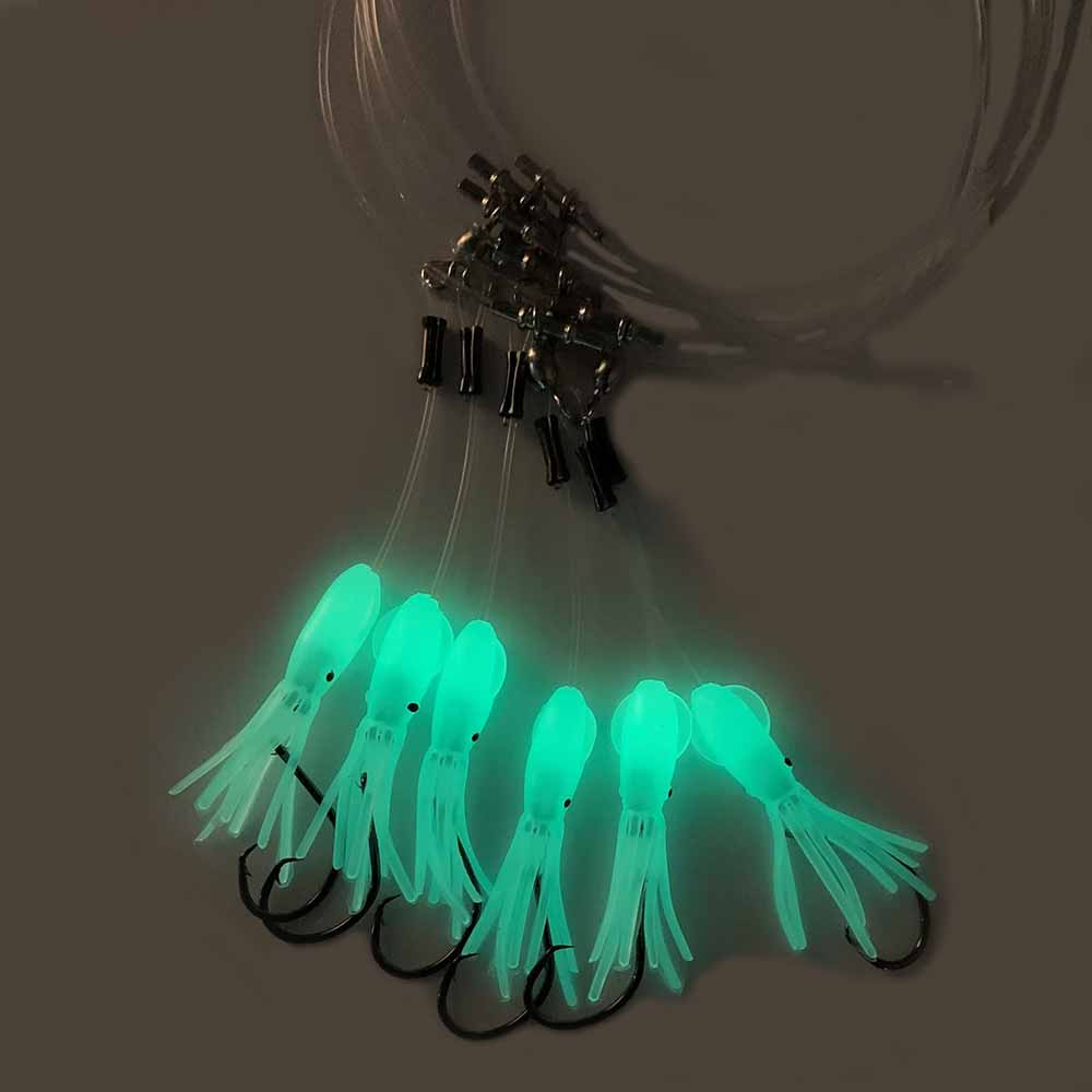 Capt. Harry's Deep Dropping Yellow Eye Glow Squid Rig - Premium Saltwater Fishing Lure for Night Fishing & Deep Sea Angling