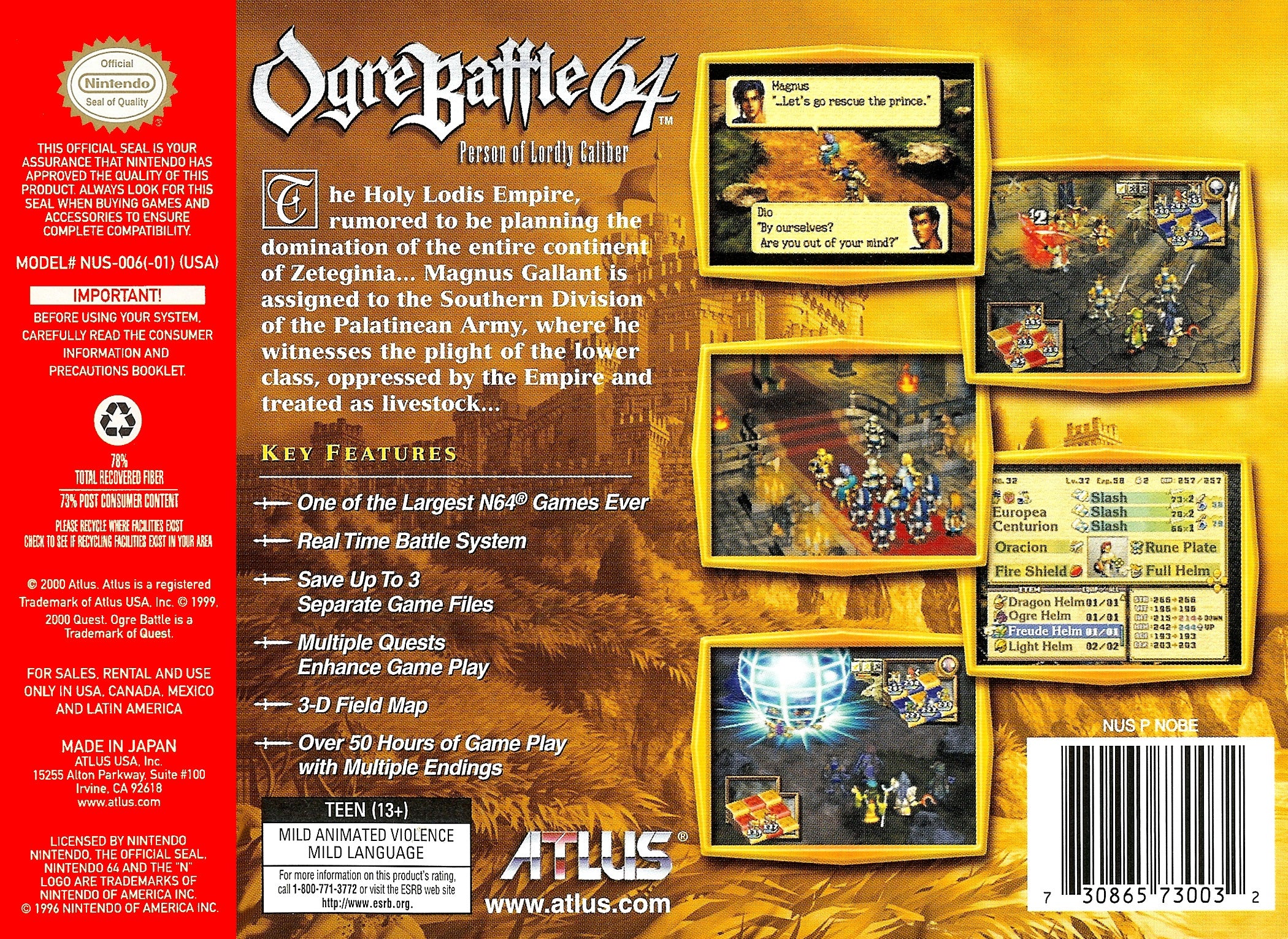 Ogre Battle 64: Person of Lordly Caliber - Classic Nintendo 64 RPG Game for Retro Gaming Enthusiasts | Perfect for Collectors and Nostalgic Gamers
