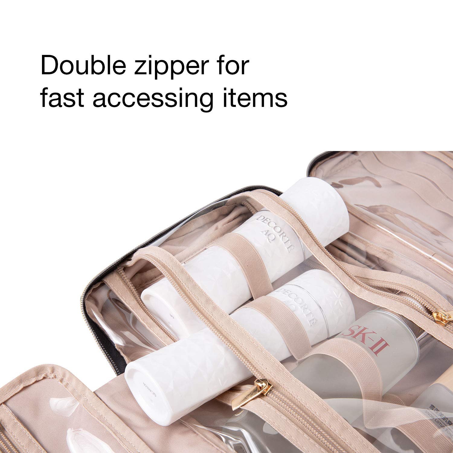 BAGSMART Large Water-resistant Hanging Toiletry Bag for Travel - Makeup Cosmetic Organizer with Hook, Fits Full-Sized Shampoo & Toiletries | Perfect for Vacation, Business Trips & Gym Essentials
