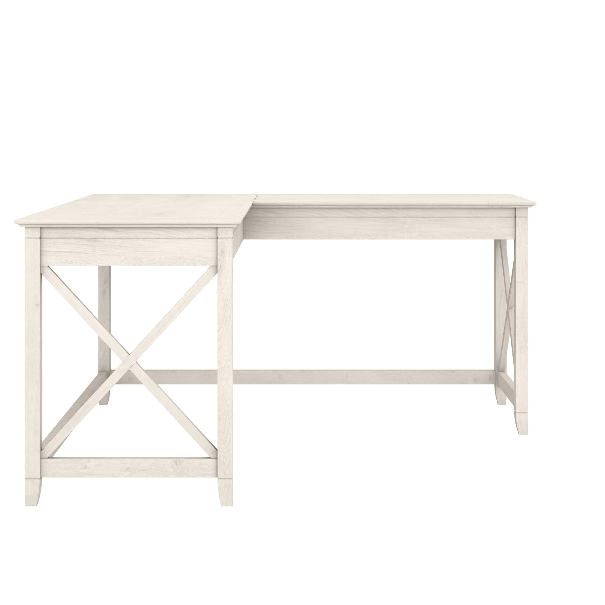 Bush Furniture Key West 60W Modern Farmhouse L Shaped Desk in Linen White Oak | 60-Inch Corner Computer Desk for Home Office, Gaming & Study | Space-Saving Workstation for Small Rooms & Apartments