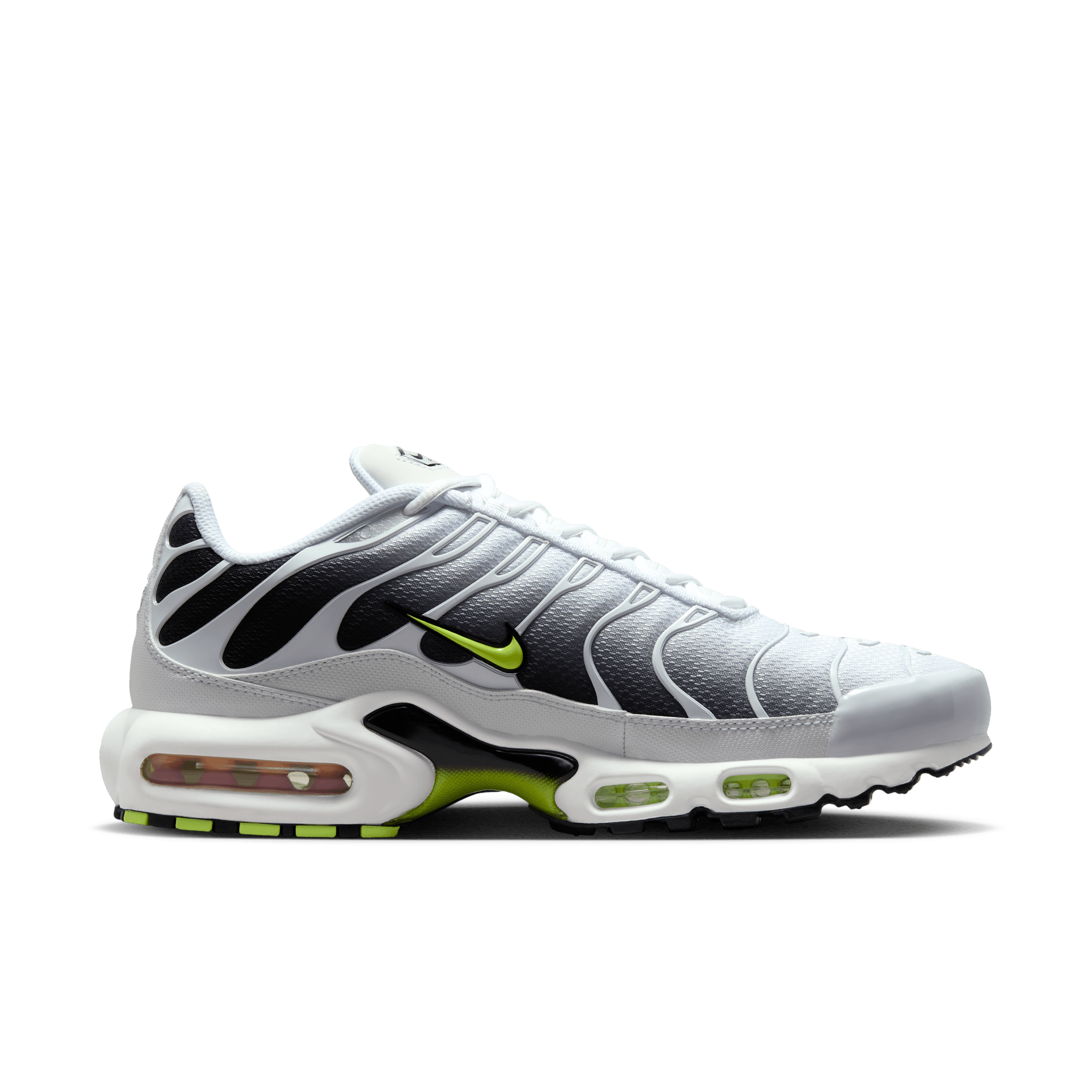 Nike Air Max Plus Running Shoes - White/Volt/Black - Lightweight Cushioned Sneakers for Men & Women - Perfect for Jogging, Gym Workouts & Casual Wear