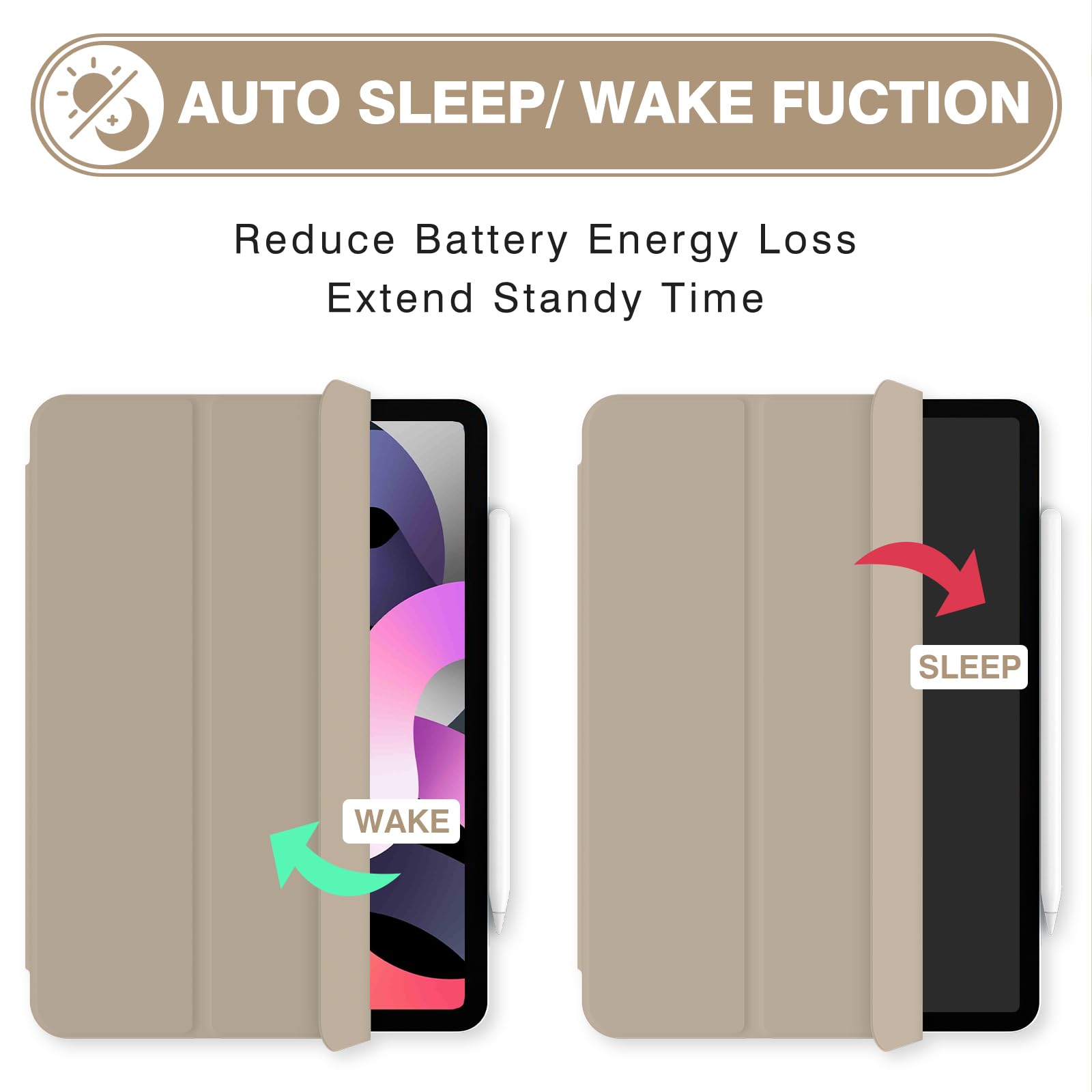 Magnetic Slim Smart Folio Case for iPad Air 7/6/5/4 (10.9 & 11 Inch) - Compatible with iPad Air 5th/4th Gen 2022/2020 & M3/M2 2025/2024 Models - Auto Sleep/Wake Function - Oat Coffee Color - Perfect for Work, Study & Travel Protection