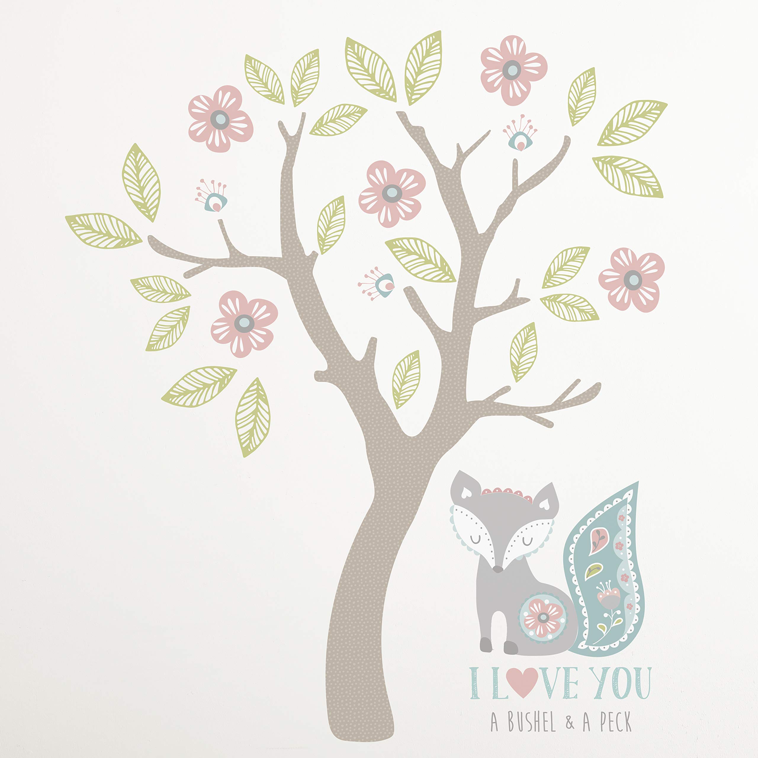 Levtex Baby Fiona 5-Piece Crib Bedding Set - Pink, Teal & White Woodland Forest Theme Nursery Collection - Includes Quilt, 2 Fitted Sheets, Wall Decal & Dust Ruffle - Perfect for Baby Shower Gifts & Nursery Decor