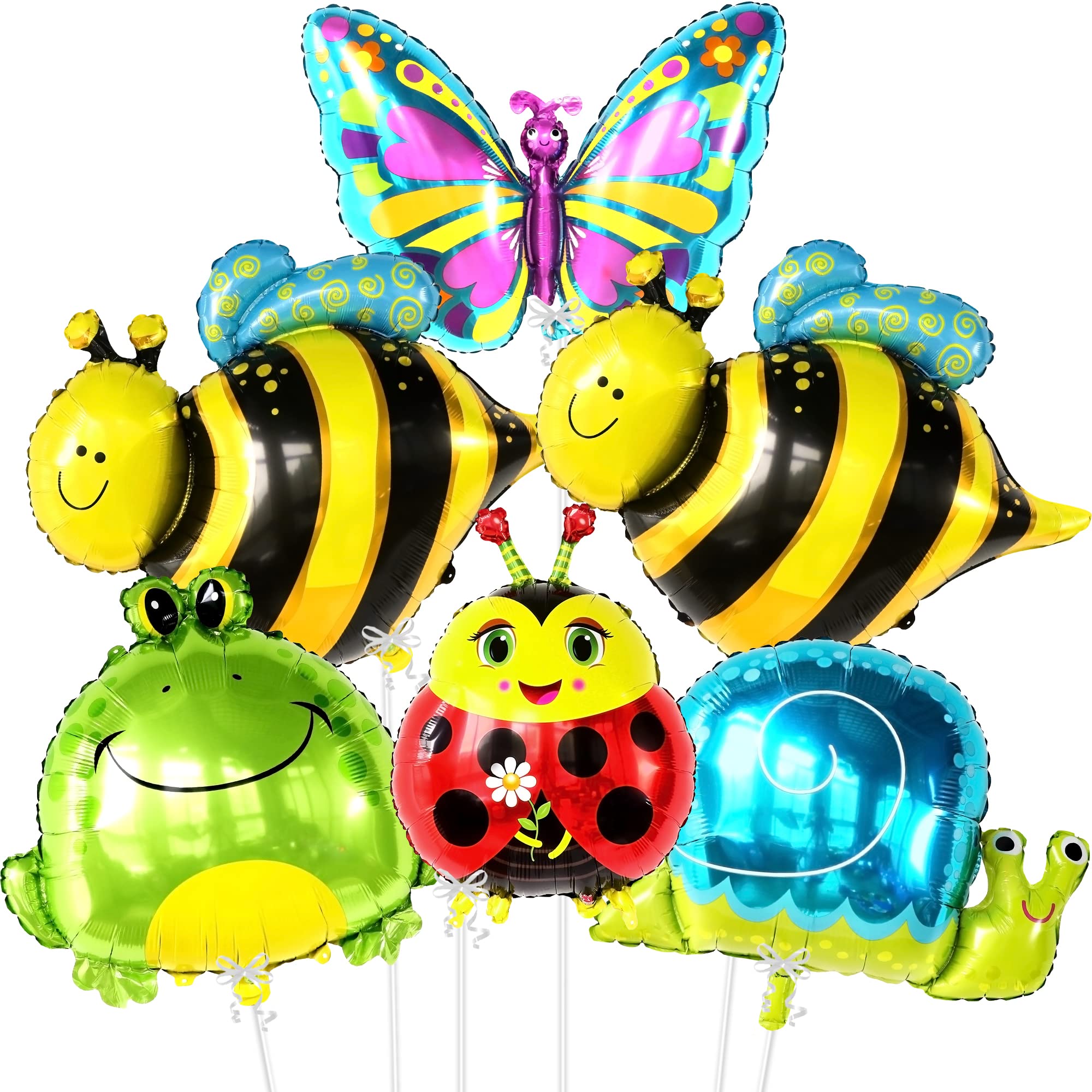 6-Pack Big Foil Insect Balloons Set - Bug, Bee & Ladybug Balloons for Insect Themed Parties | Butterfly Balloon Decor for Birthday, Baby Shower & Garden Events