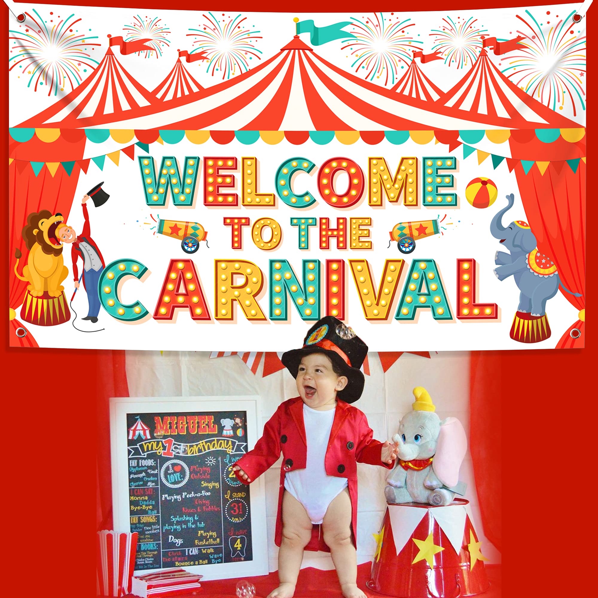 KatchOn Carnival Banner 72x44 Inch - Party Decor & Backdrop for Events