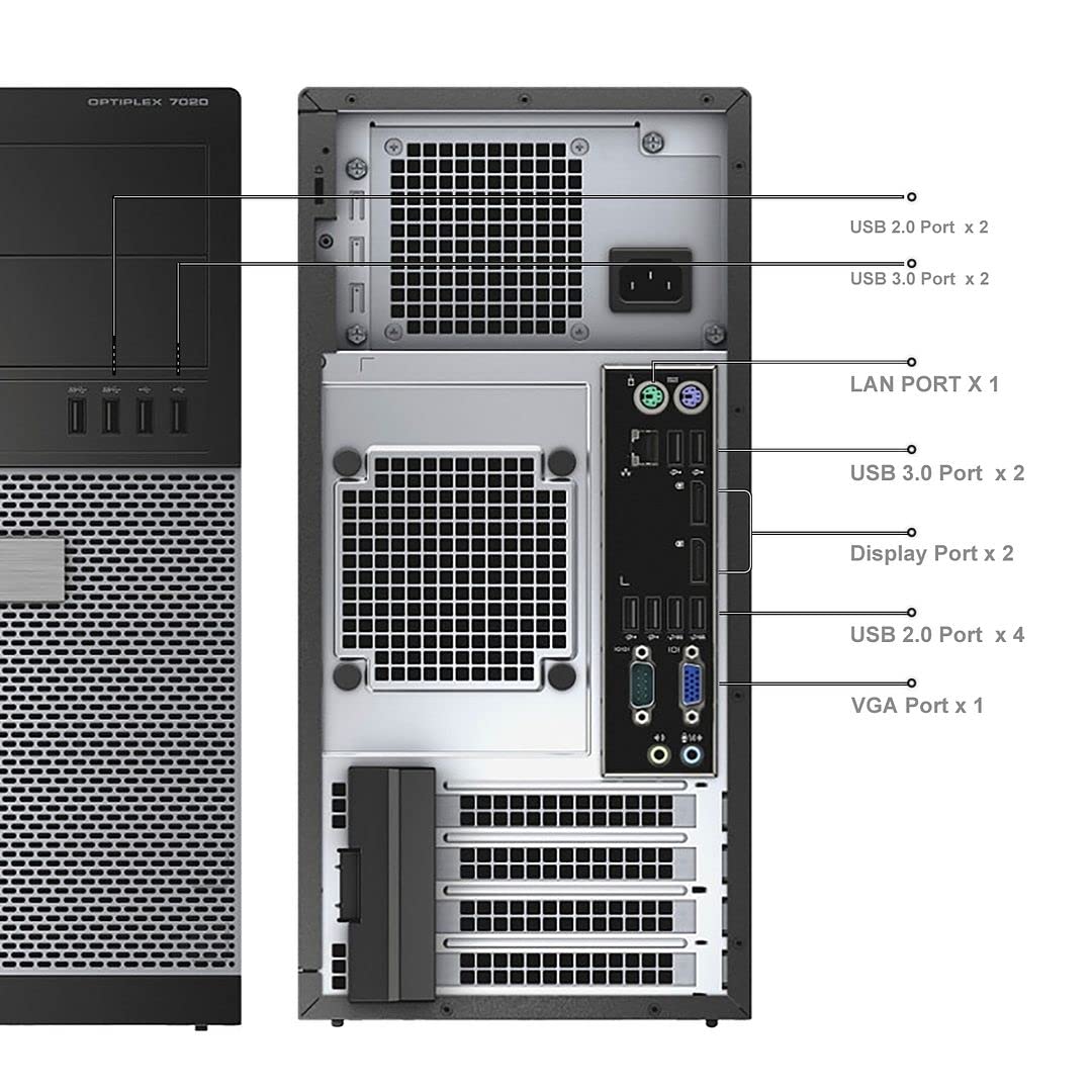 Refurbished Dell OptiPlex 7020 Tower Desktop PC - Intel i7-4790, 32GB RAM, 1TB SSD + 2TB HDD, WiFi AC8260, Dual Monitor Support, Wireless Keyboard & Mouse - Windows 10 Pro (Renewed) | Ideal for Home Office, Business Workstations & Gaming Setups