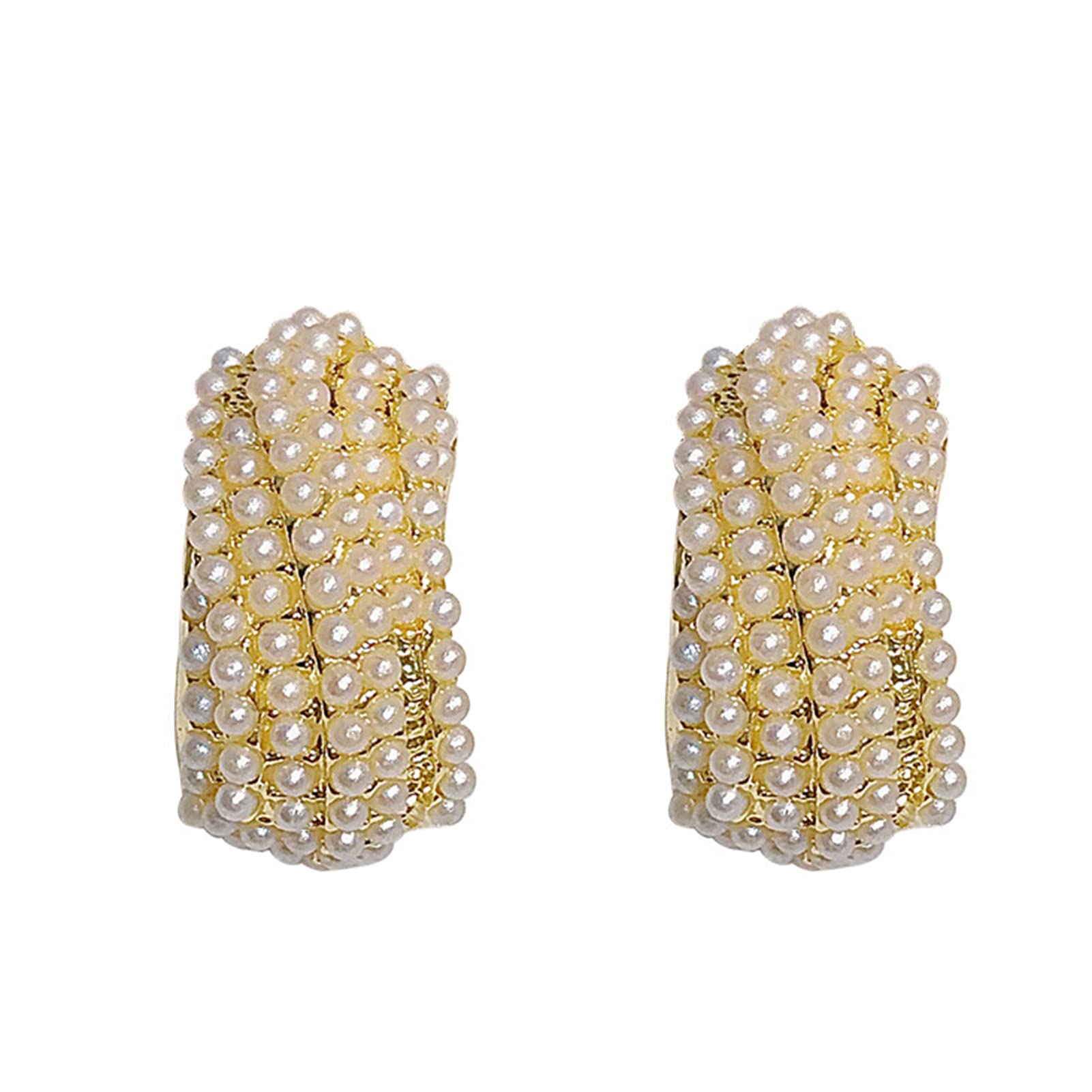 Adonpshy Women's C-Shaped Faux Pearl Stud Earrings - Elegant All-Match Fashion Jewelry for Daily Wear, Office & Outdoor Activities