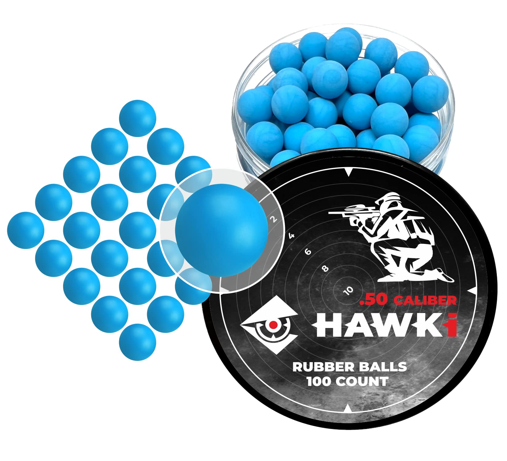 Hawki .50 & .43 Caliber Reusable Soft Rubber Training Balls - Less Lethal Ammo for Paintball Guns | Perfect for Target Practice & Safety Drills