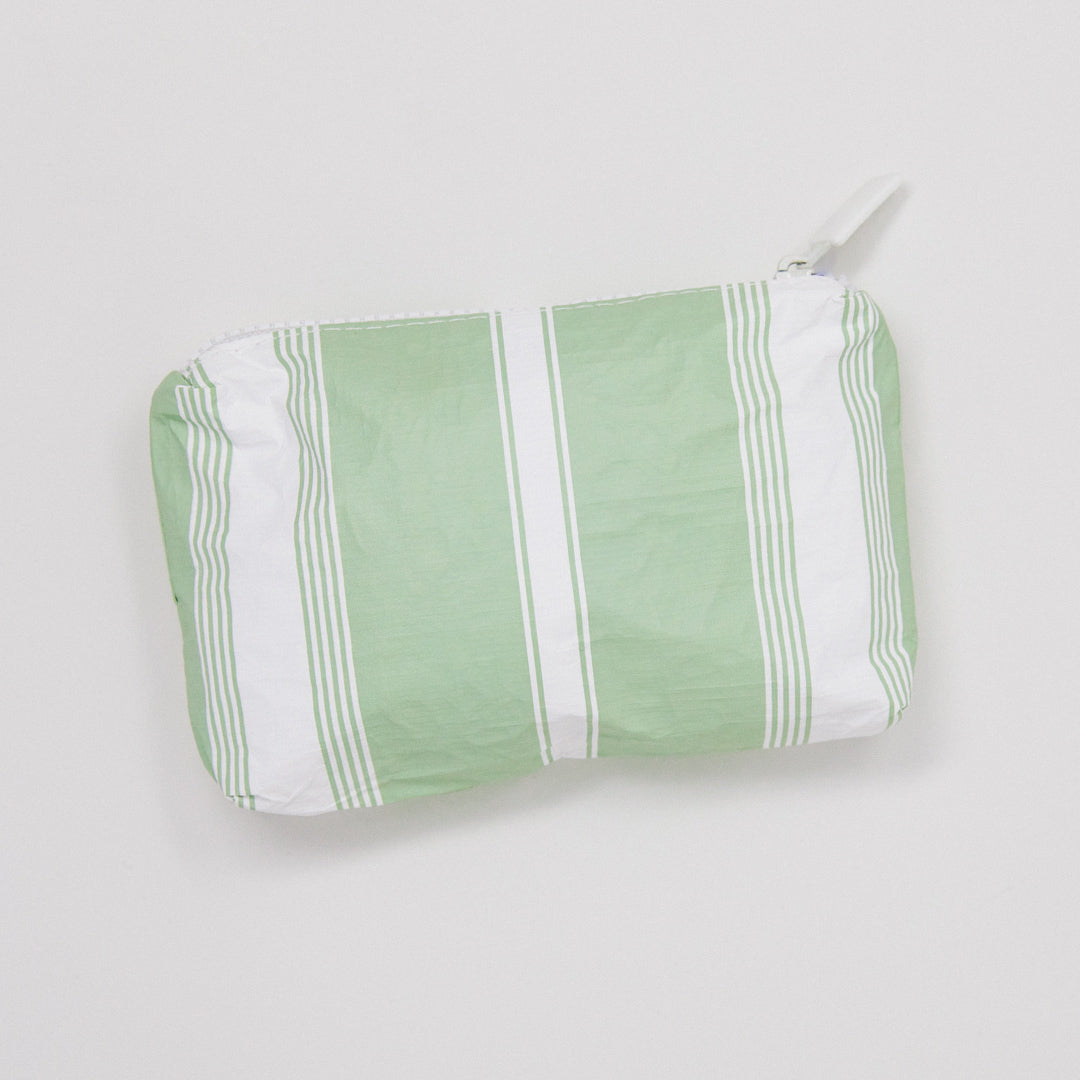 Aloha Mini Linen Stripe Pouch - Small Travel Cosmetic Bag for Women, Cute Striped Makeup Organizer - Perfect for Beach Vacation, Gym Essentials & Daily Use