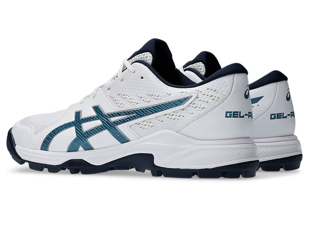 ASICS Gel-Peake 2 White/Atlantic Blue Cricket Shoes - Lightweight Performance Footwear for Cricket Matches & Training Sessions
