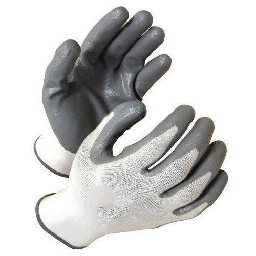 Moxtiza Cut-Resistant Nylon Safety Gloves - Industrial & Household Use - Anti-Slash Protection for Gardening, Construction, and DIY Projects (White & Grey or White & Blue) - 2 Pairs