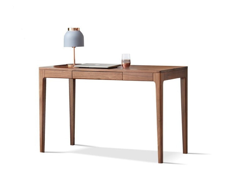 Solid Oak Wood Office Desk in Walnut Finish - Stylish & Durable Workspace Solution for Home Office, Study Room or Business