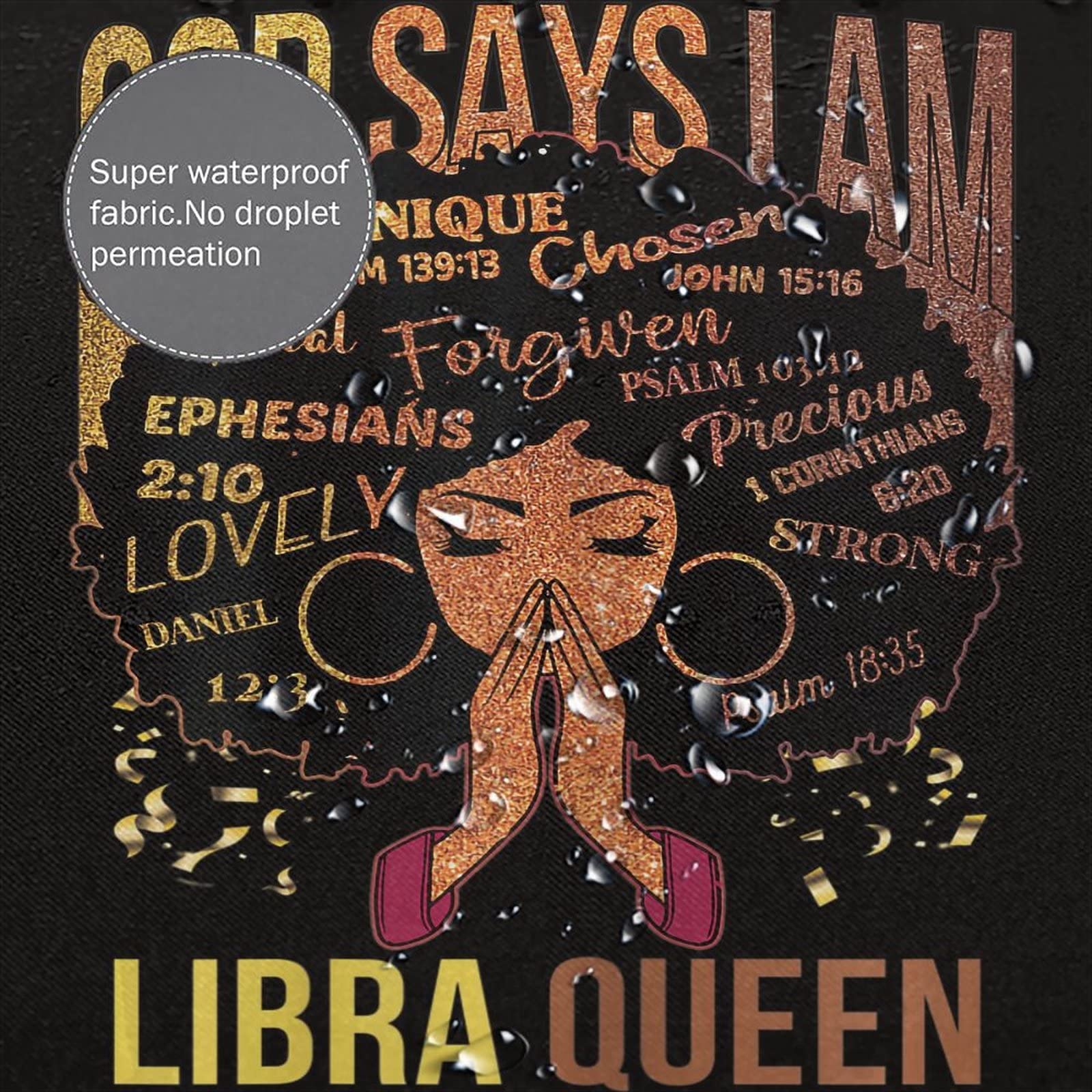 African American Girl Glitter Slogan Shower Curtain - Waterproof Polyester Fabric Bathroom Decor with 12 Hooks (72x72 Inches) - Perfect for Black Pride Themed Bathrooms & Cultural Home Decor