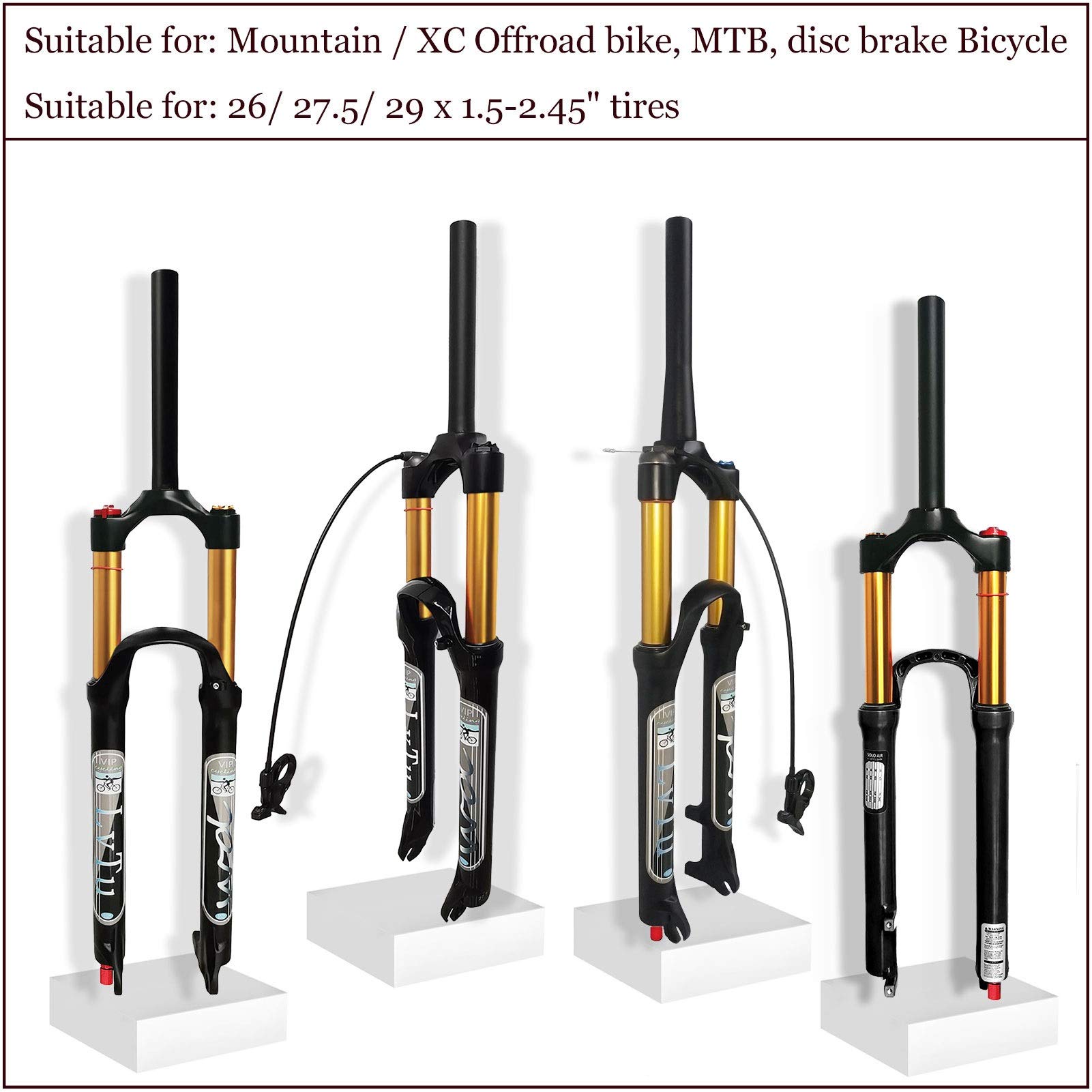 26/27.5/29 Inch Magnesium Alloy MTB Front Suspension Fork - 140mm Travel Air Shock Absorber with Tapered Remote Lockout (29 Inch) - Perfect for Trail Riding, Mountain Biking & Off-Road Adventures