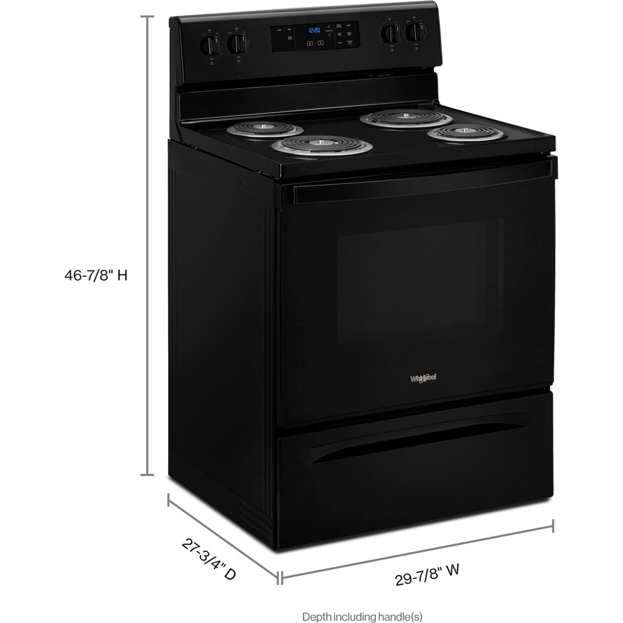 Whirlpool 30 Inch Electric Range with 5 Burners - Black (Model YWFC150M0JB) | Perfect for Home Kitchen Cooking, Baking & Family Meals