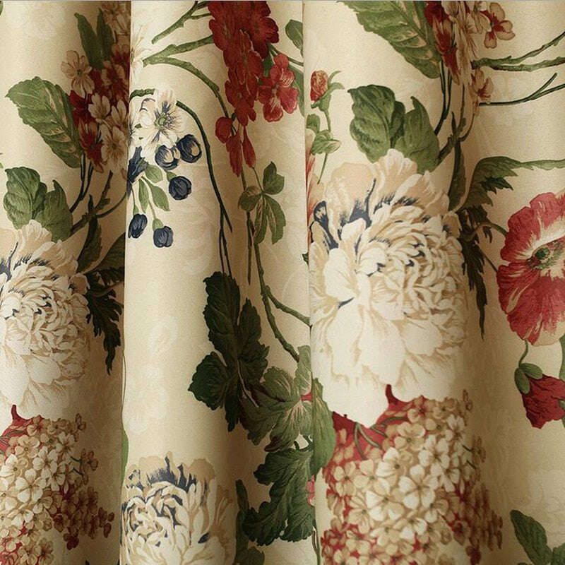 Astor Rideaux Fall Floral Print Curtains - Beige Blackout Drapes for Living Room & Bedroom - Elegant Autumn Leaves Design Window Treatments for Home Decor