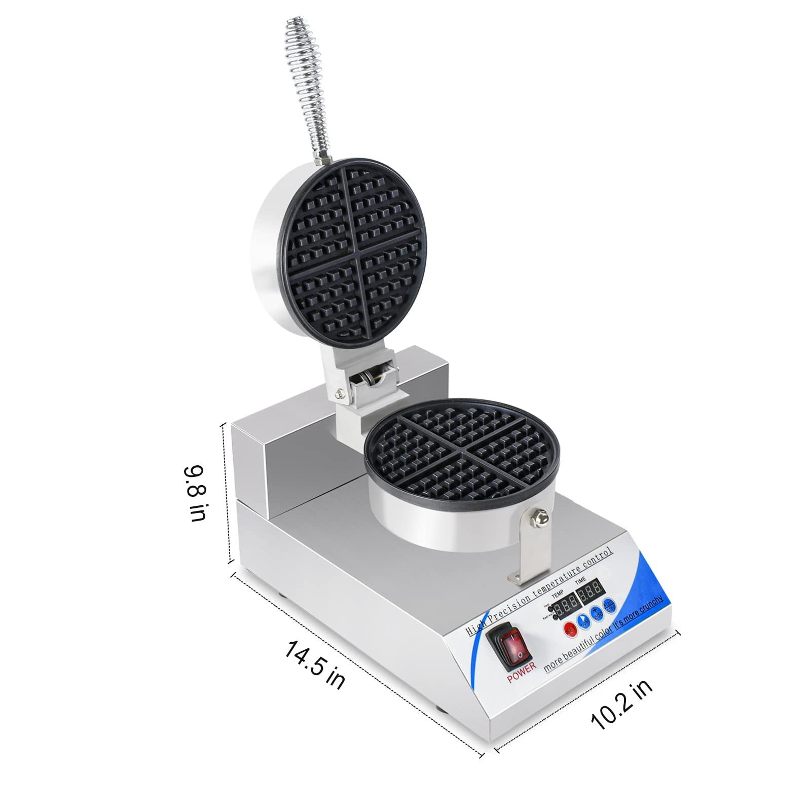 Commercial Belgian Waffle Maker - Electric Pancake Machine with Non-Stick Removable Plates & LED Temperature Control - Perfect for Bakeries, Cafes, Restaurants and Home Breakfast